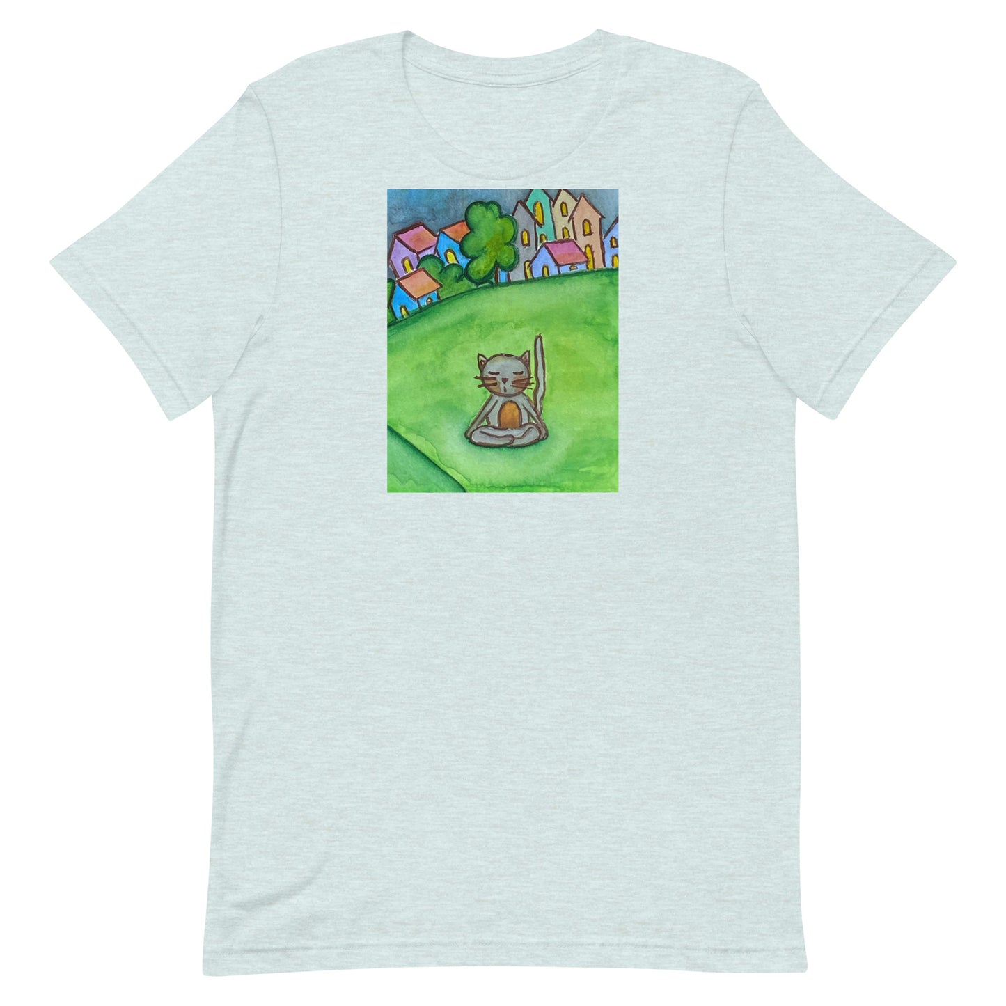 Unisex Staple T-Shirt (cat meditating in the park)