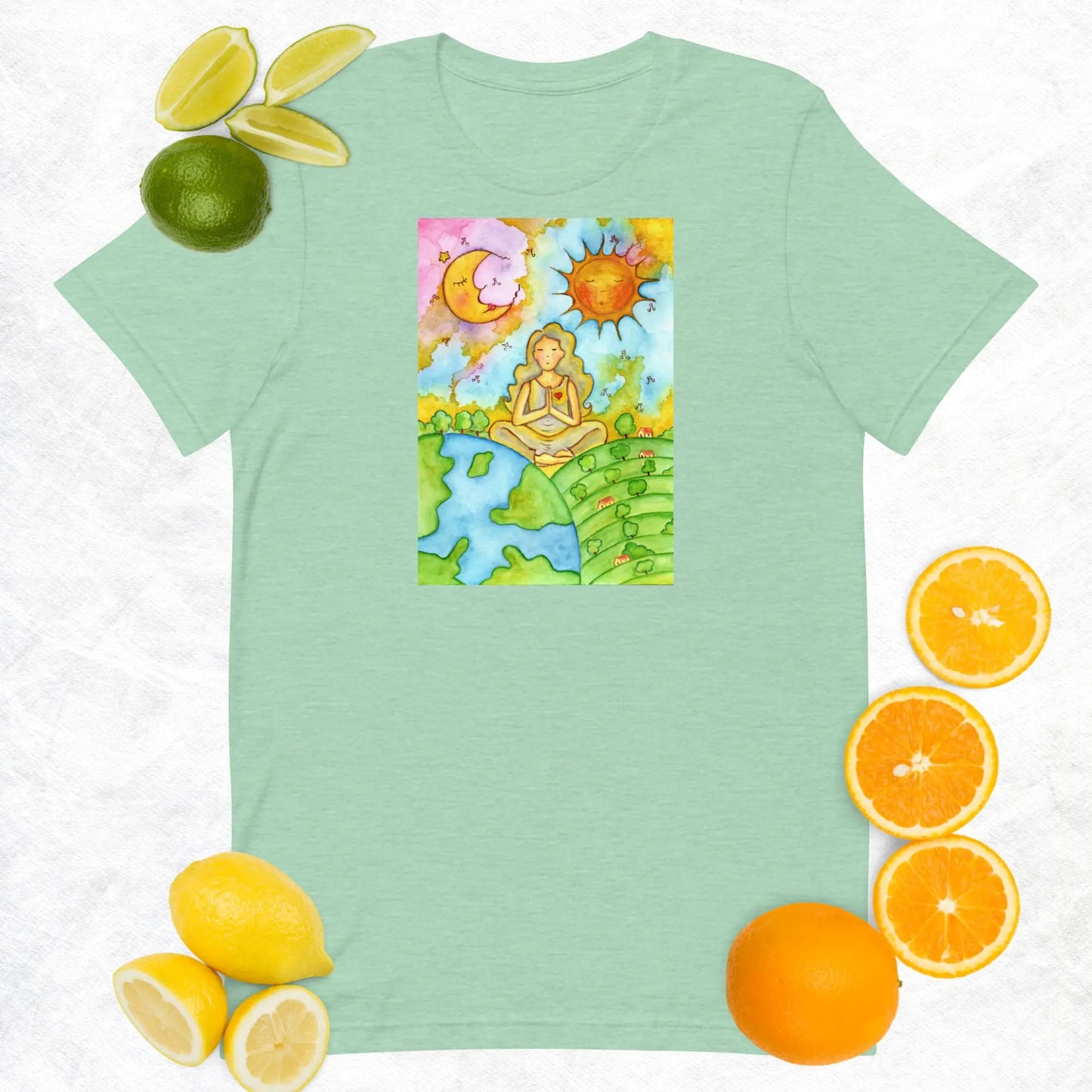 Unisex Staple T-Shirt (meditating beneath the sun and moon)