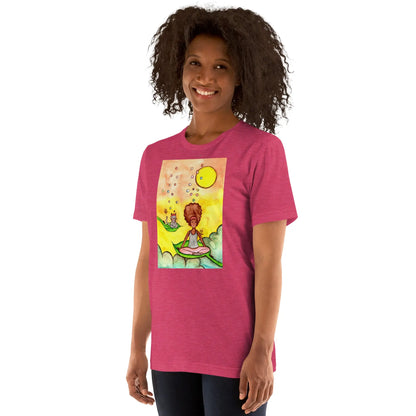 Unisex Staple T-Shirt (cat and woman meditating)
