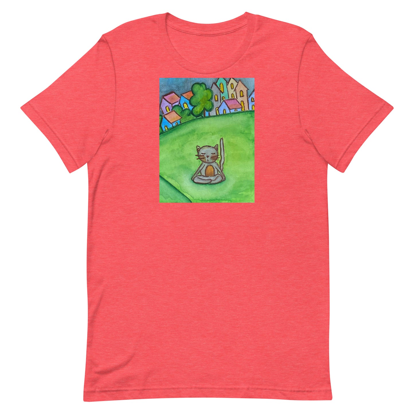 Unisex Staple T-Shirt (cat meditating in the park)