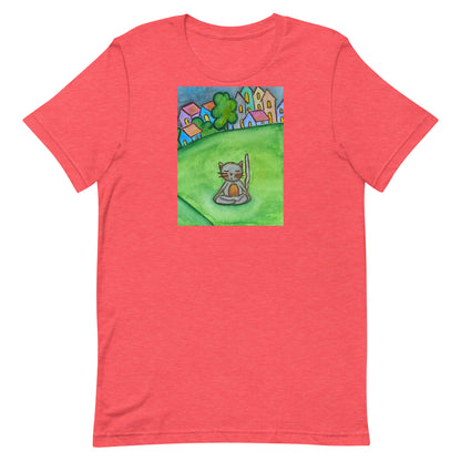 Unisex Staple T-Shirt (cat meditating in the park)