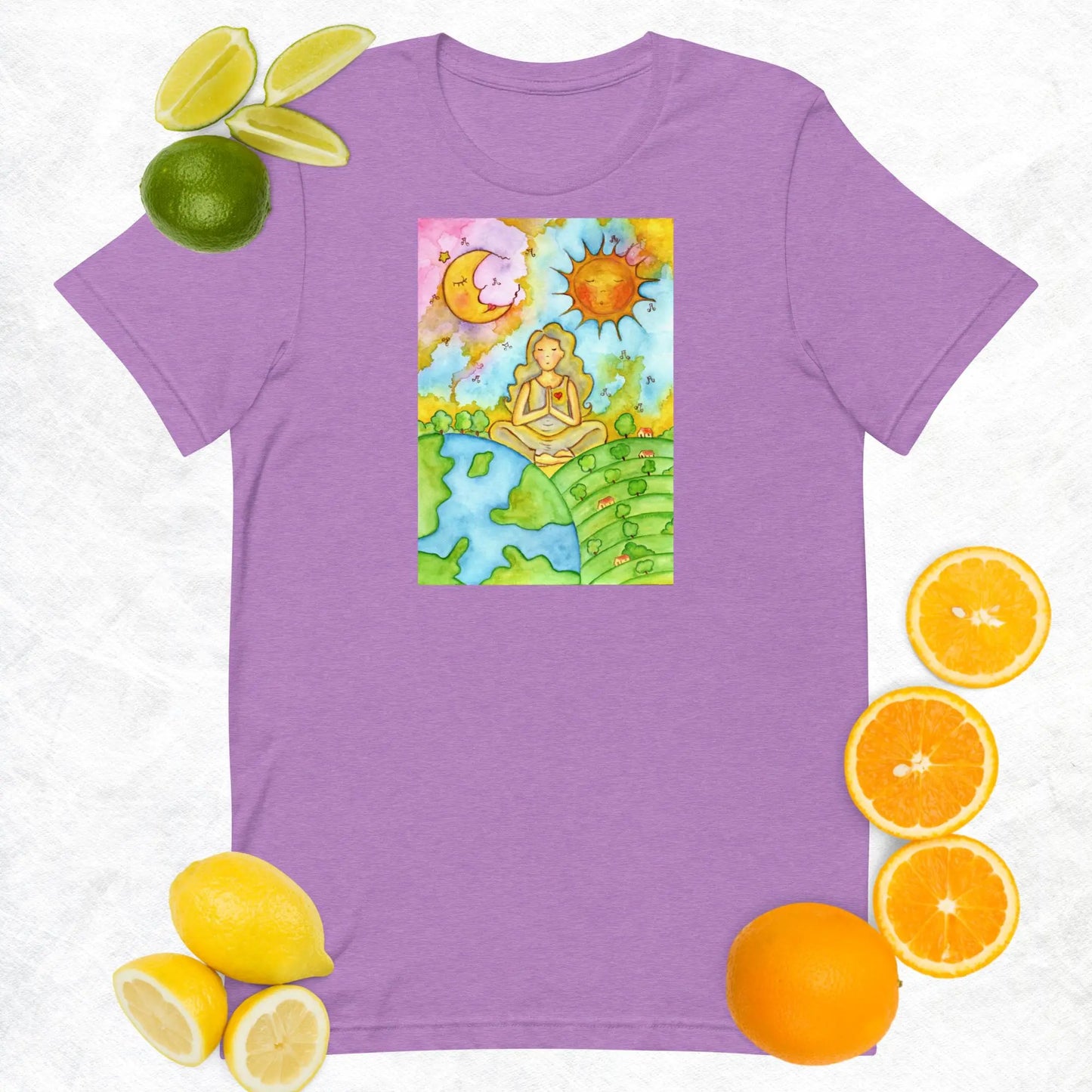 Unisex Staple T-Shirt (meditating beneath the sun and moon)