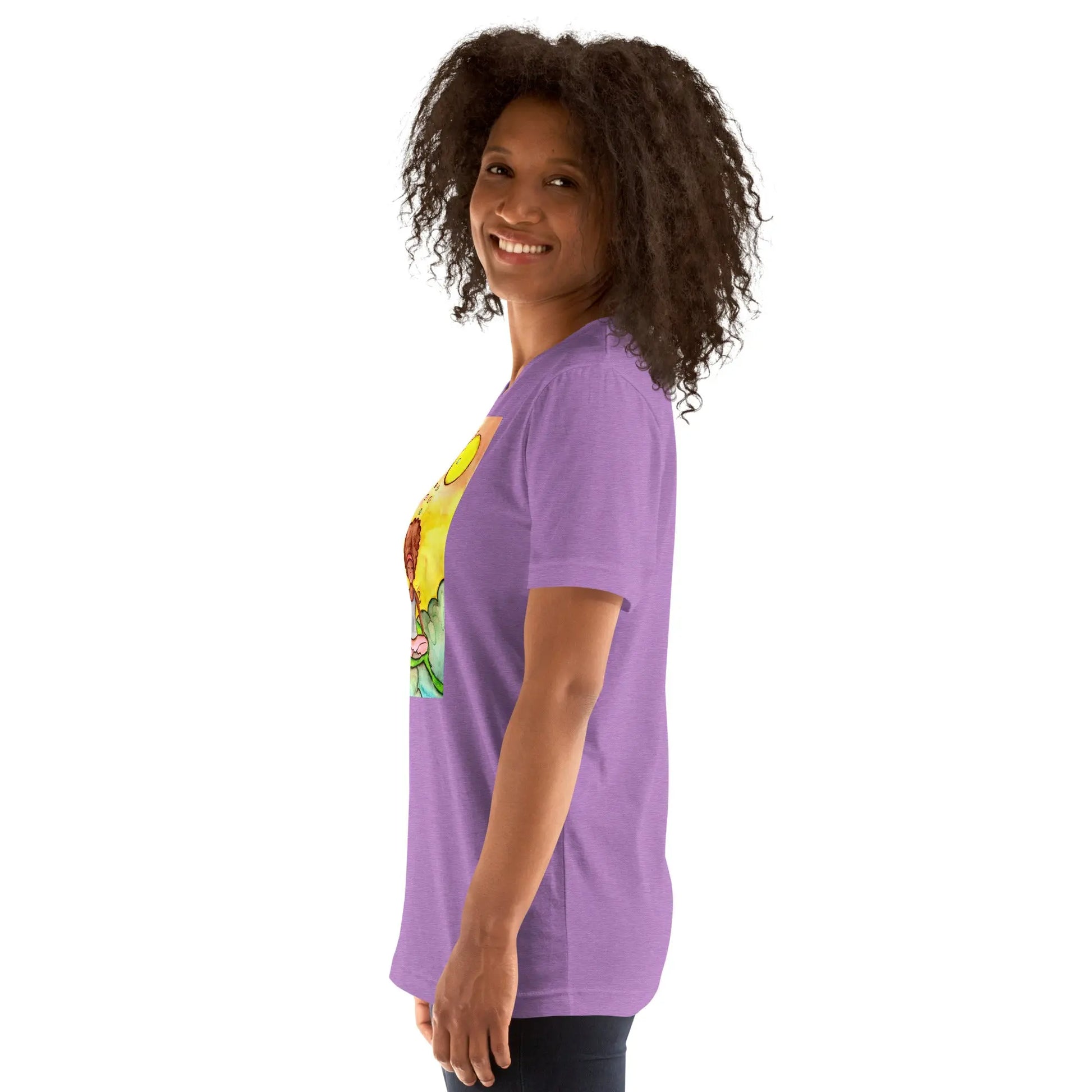 Unisex Staple T-Shirt (cat and woman meditating)