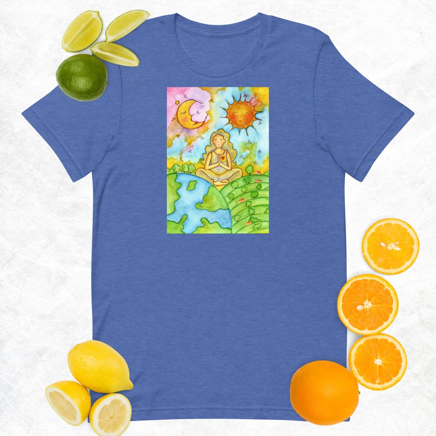 Unisex Staple T-Shirt (meditating beneath the sun and moon)