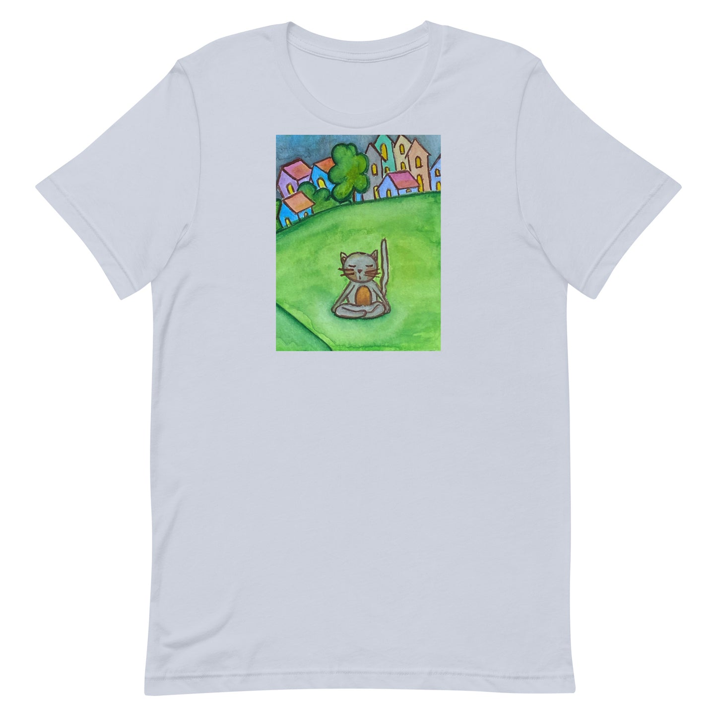 Unisex Staple T-Shirt (cat meditating in the park)