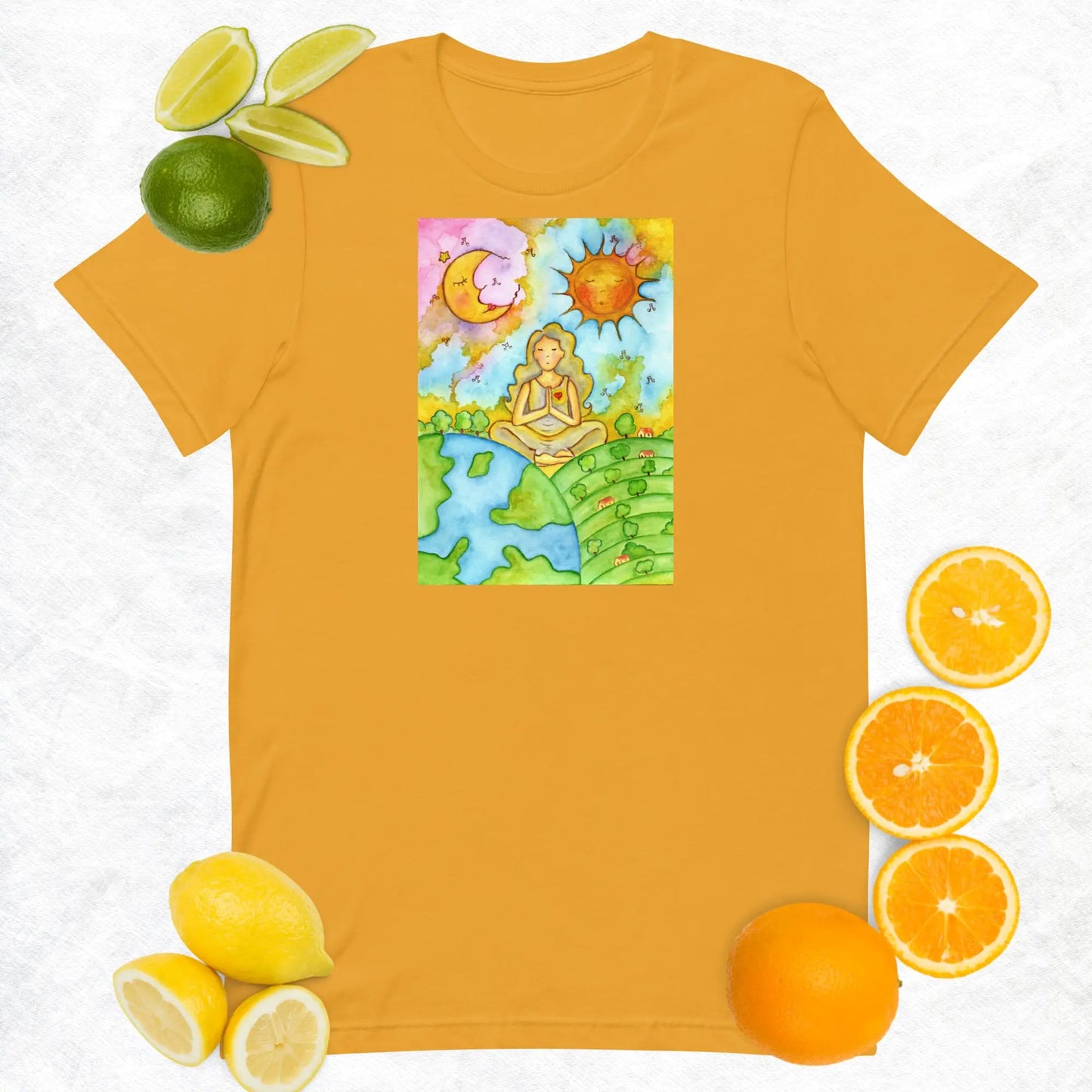 Unisex Staple T-Shirt (meditating beneath the sun and moon)