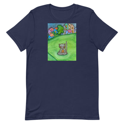 Unisex Staple T-Shirt (cat meditating in the park)