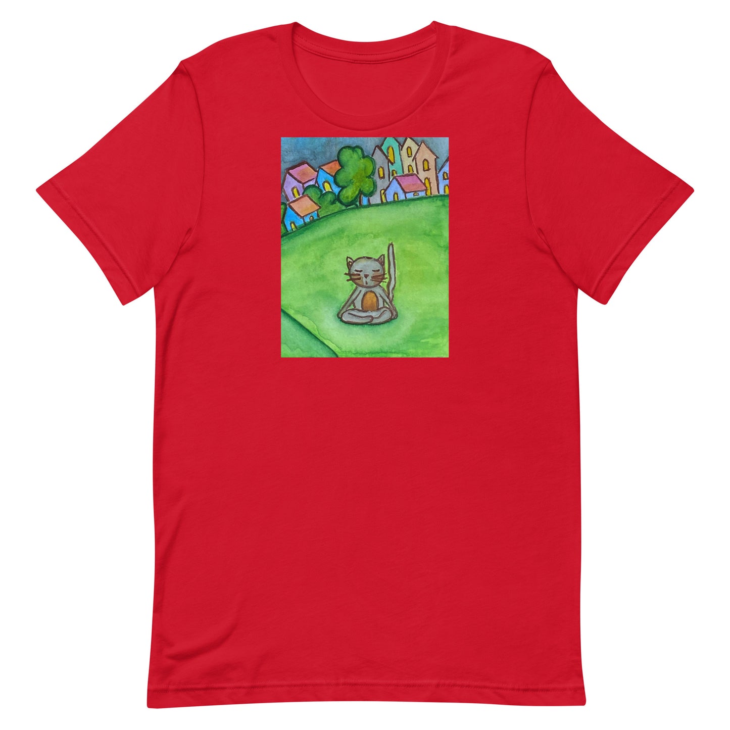 Unisex Staple T-Shirt (cat meditating in the park)