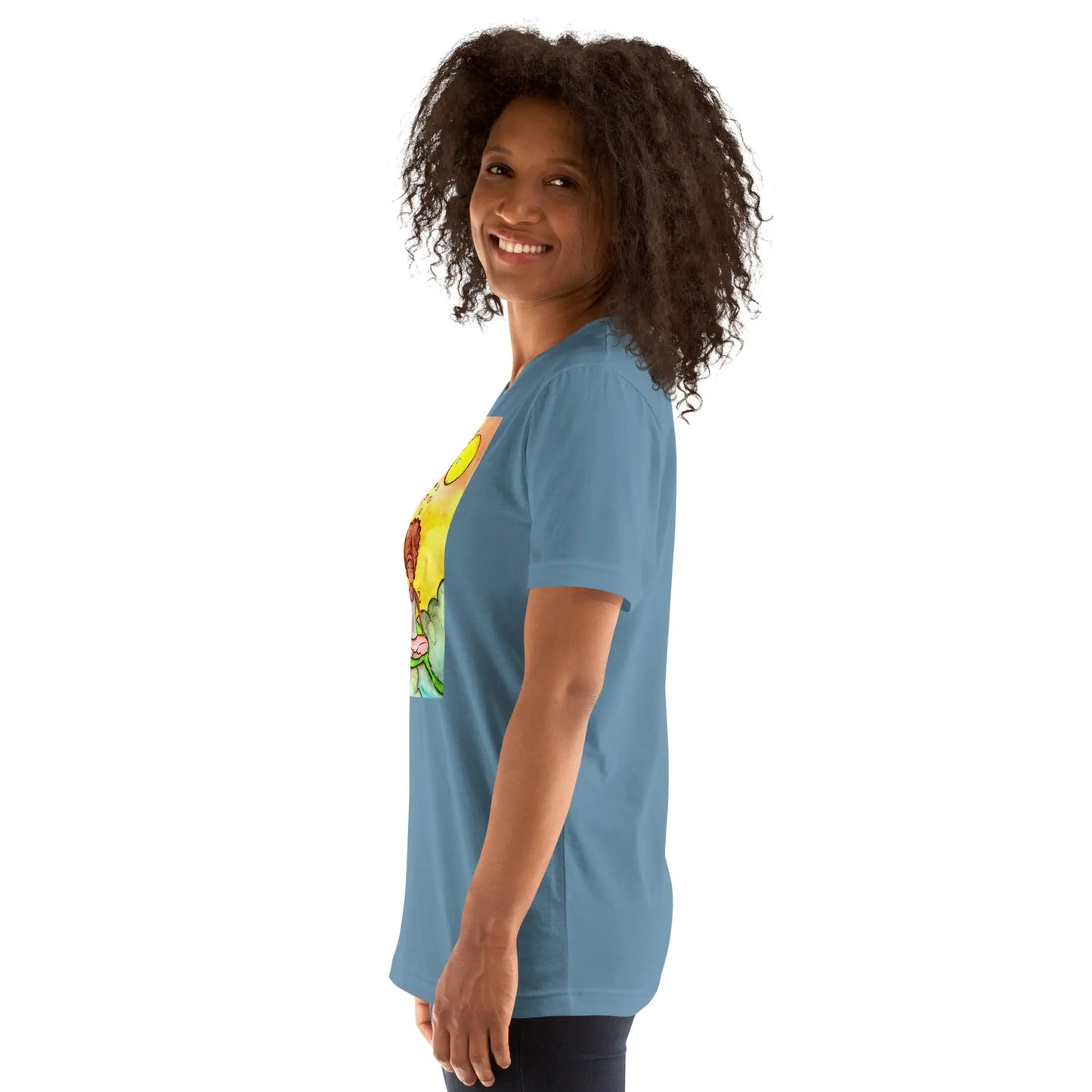 Unisex Staple T-Shirt (cat and woman meditating)