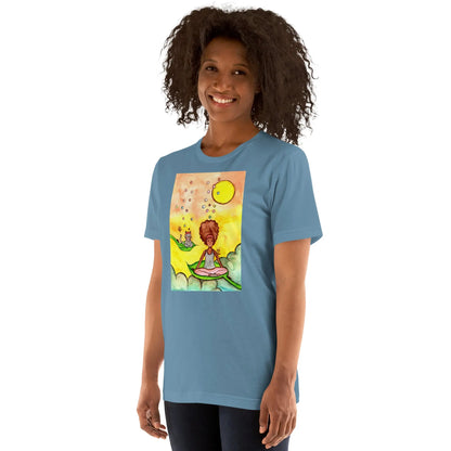 Unisex Staple T-Shirt (cat and woman meditating)