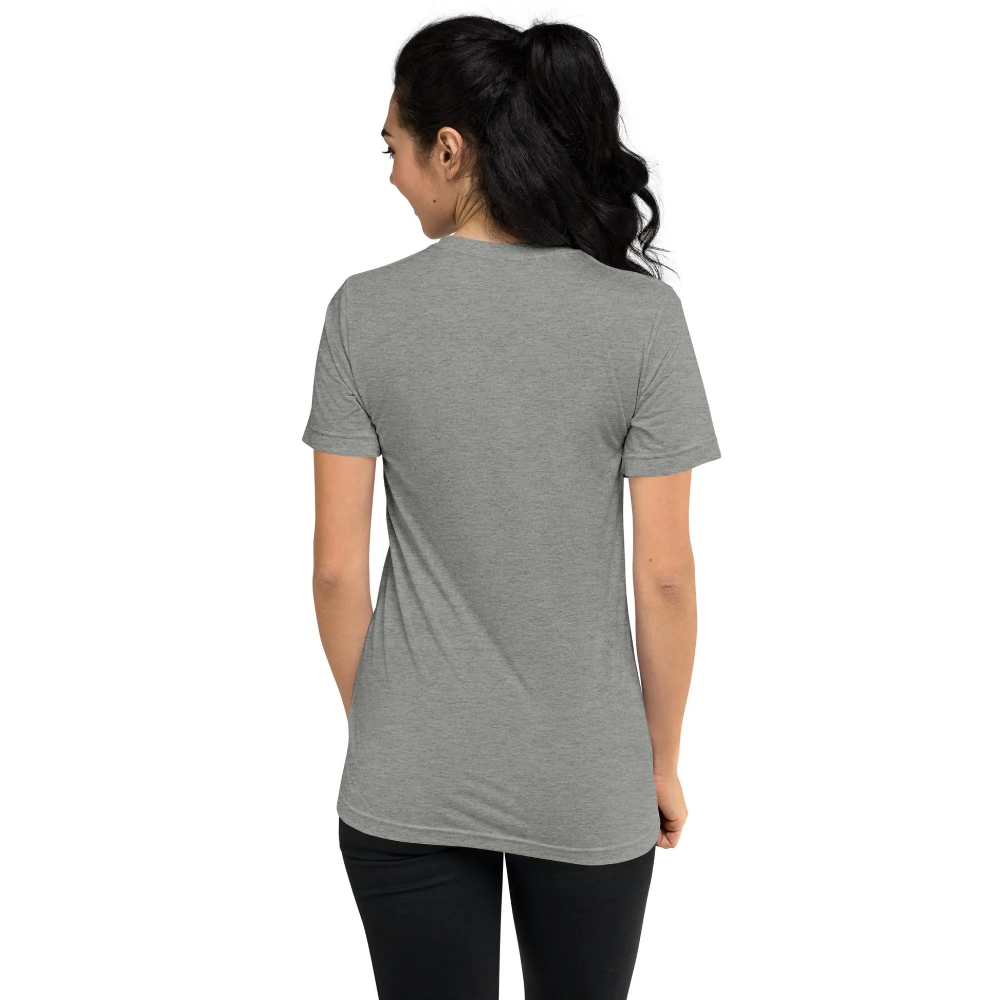 Unisex Tri-Blend T-shirt (cat and woman meditating)