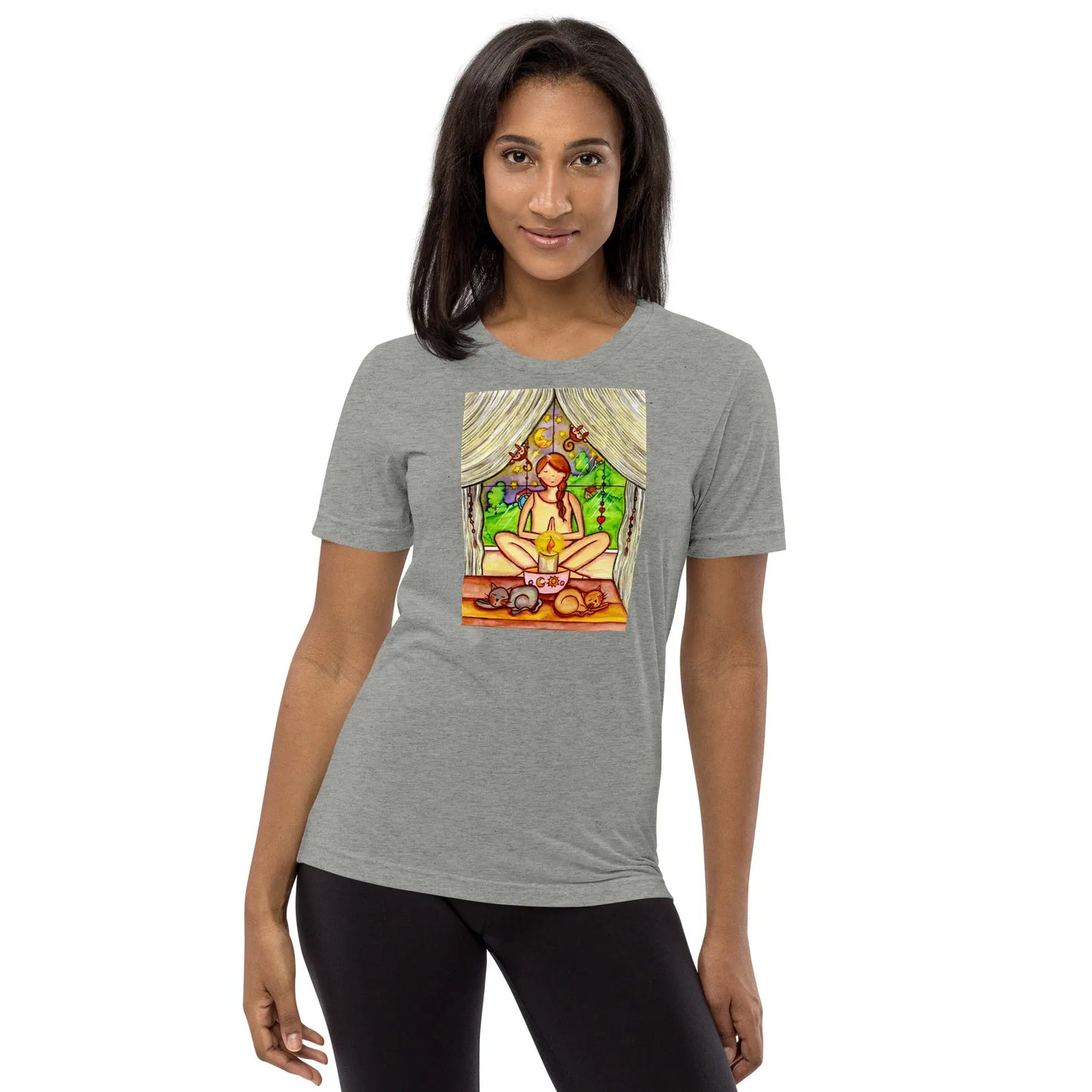 Unisex Tri-Blend T-shirt (meditating on a still flame)