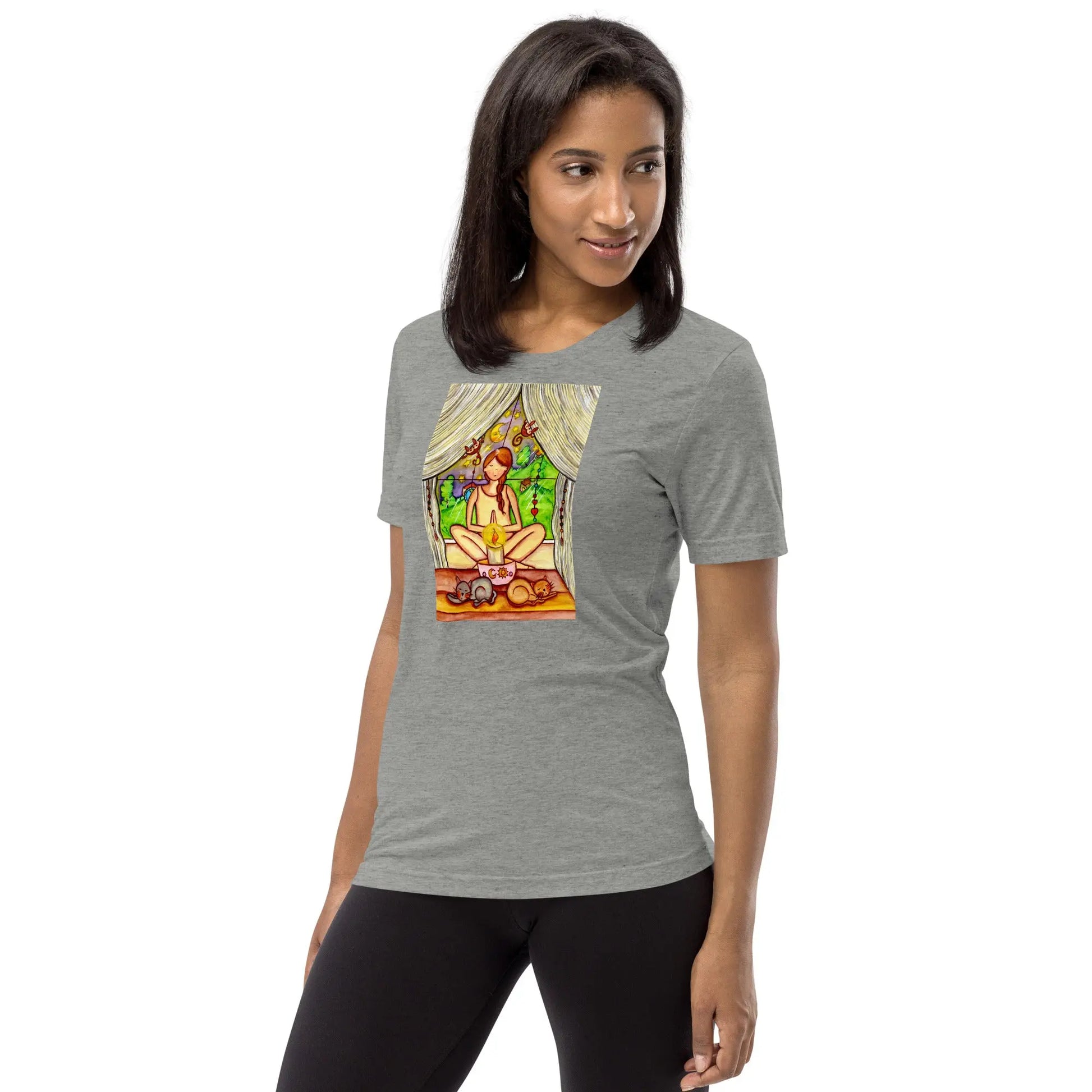 Unisex Tri-Blend T-shirt (meditating on a still flame)