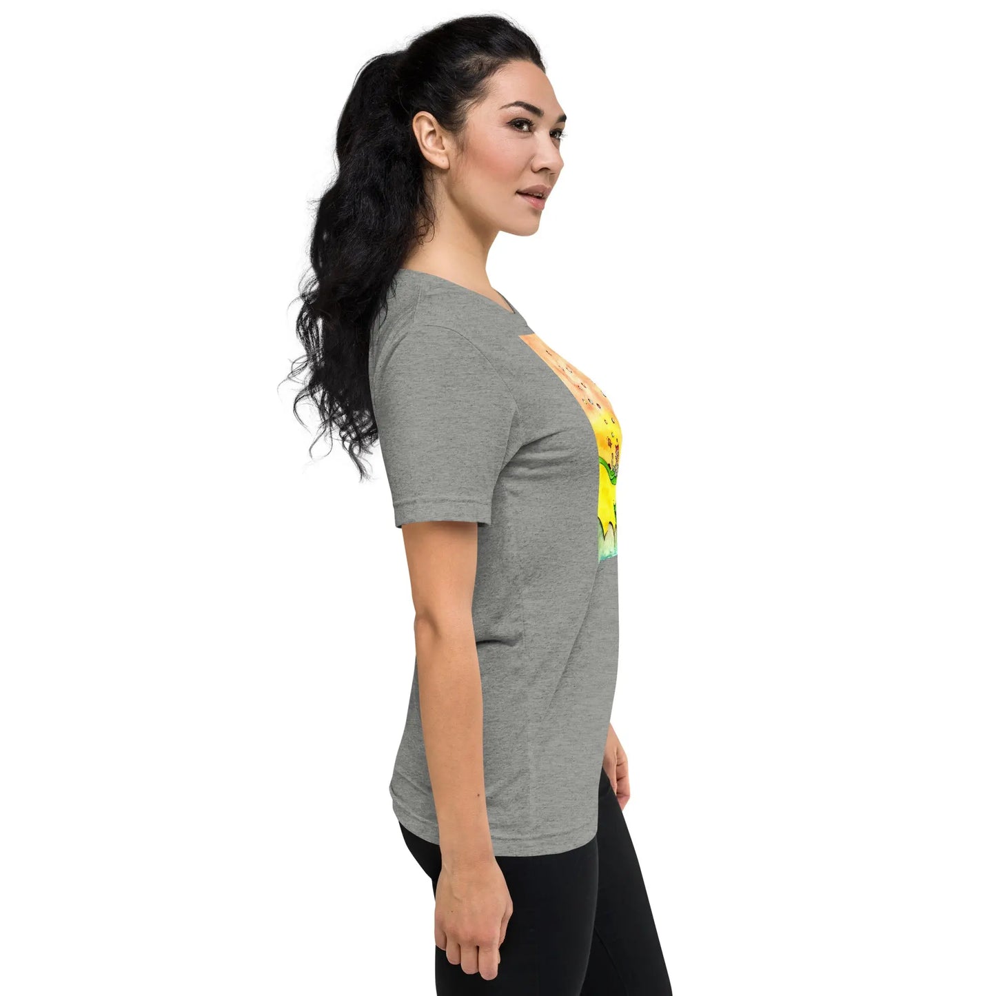 Unisex Tri-Blend T-shirt (cat and woman meditating)