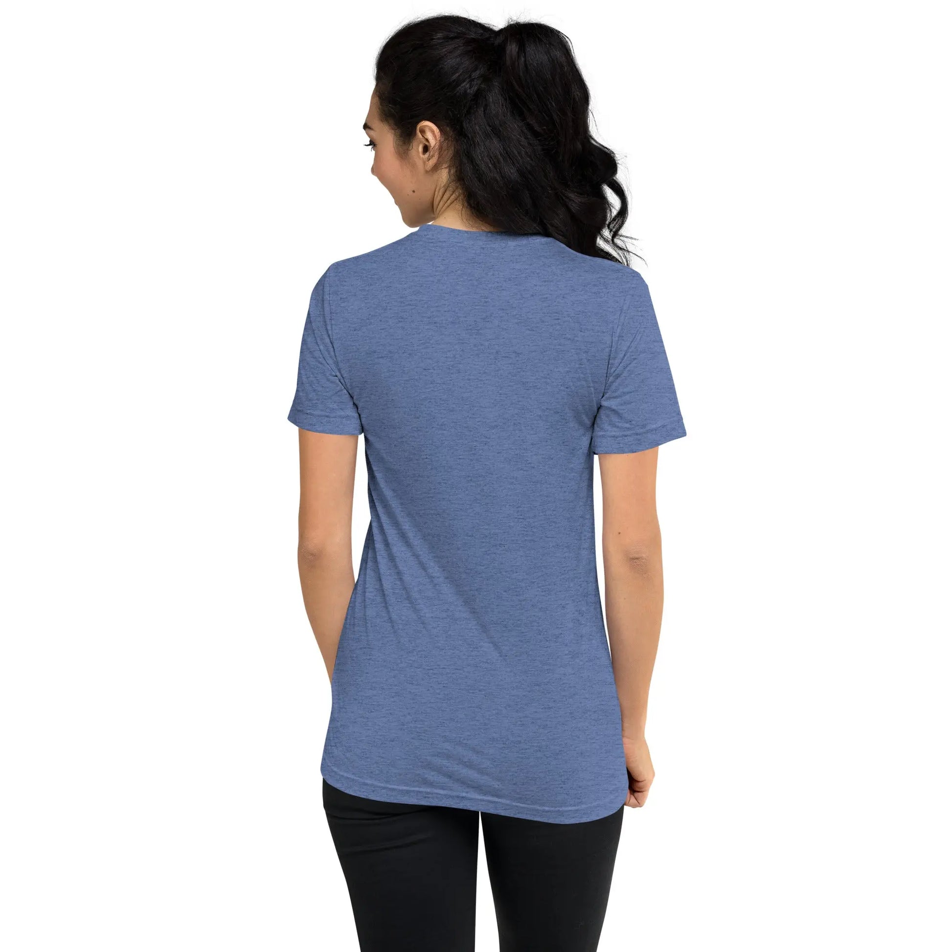 Unisex Tri-Blend T-shirt (cat and woman meditating)