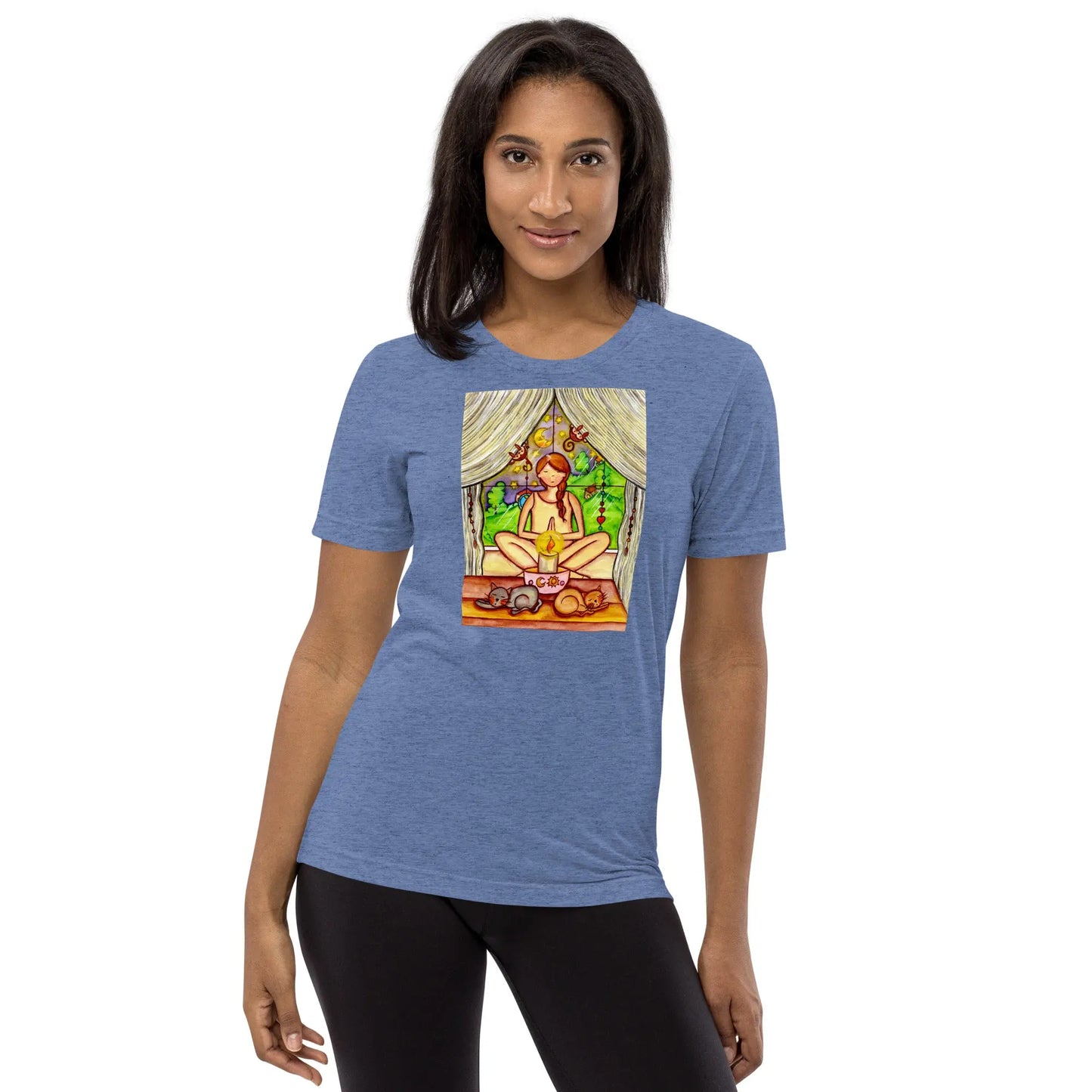 Unisex Tri-Blend T-shirt (meditating on a still flame)