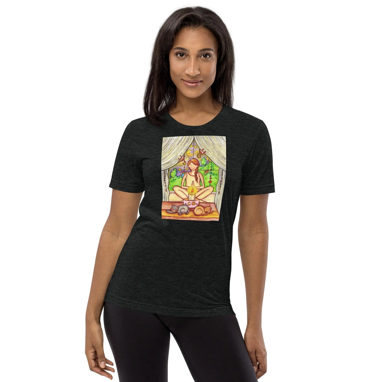 Unisex Tri-Blend T-shirt (meditating on a still flame)