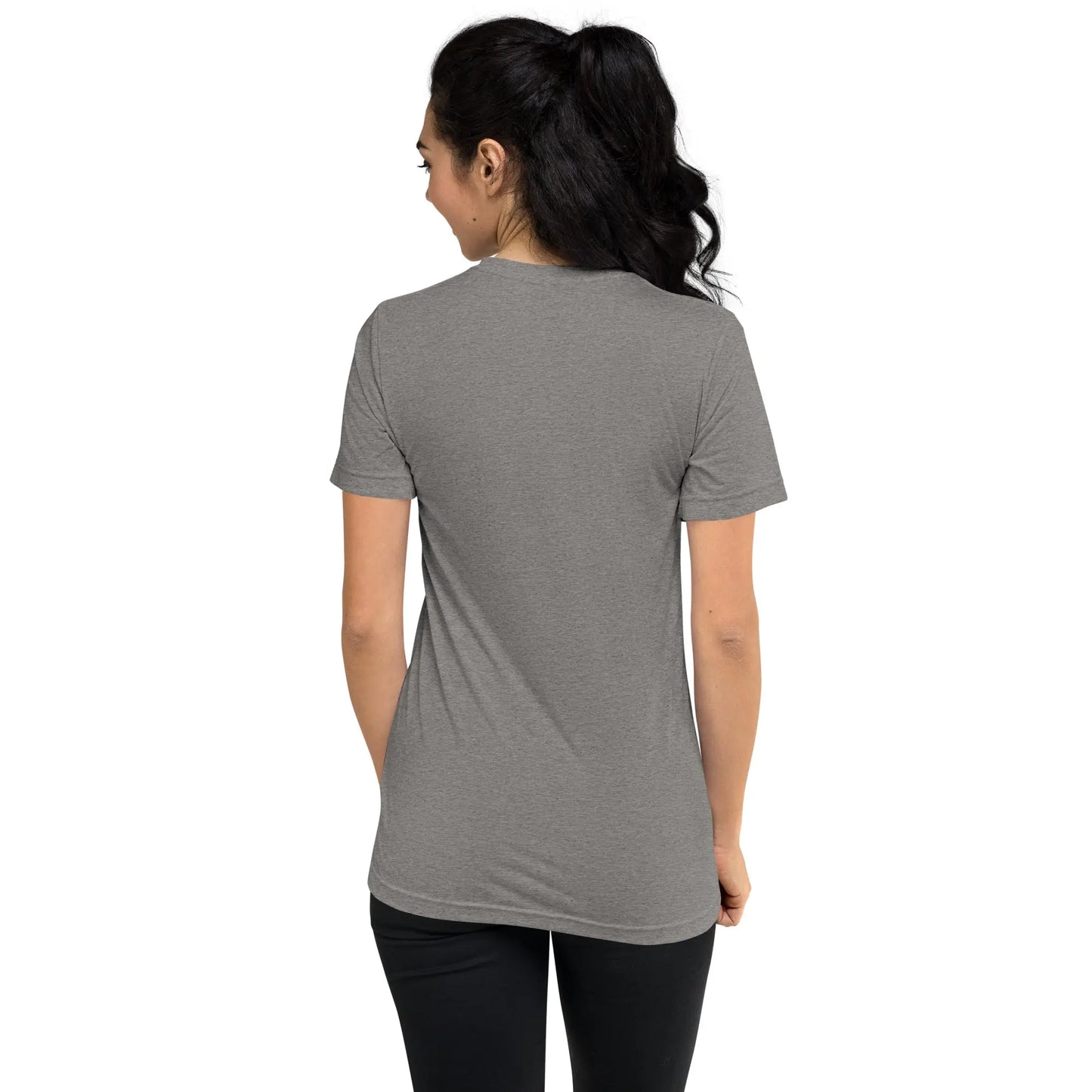 Unisex Tri-Blend T-shirt (cat and woman meditating)