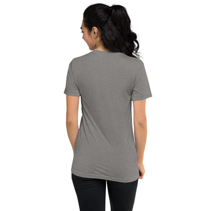 Unisex Tri-Blend T-shirt (cat and woman meditating)