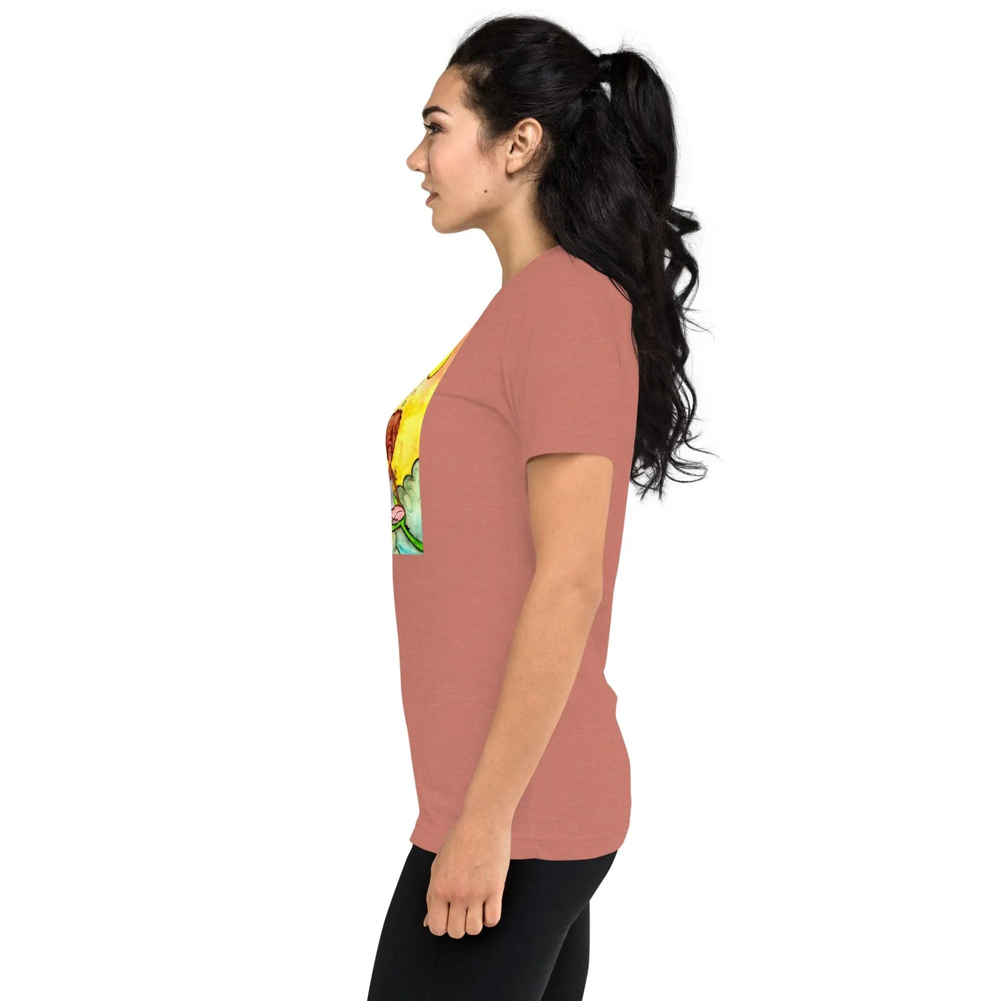 Unisex Tri-Blend T-shirt (cat and woman meditating)