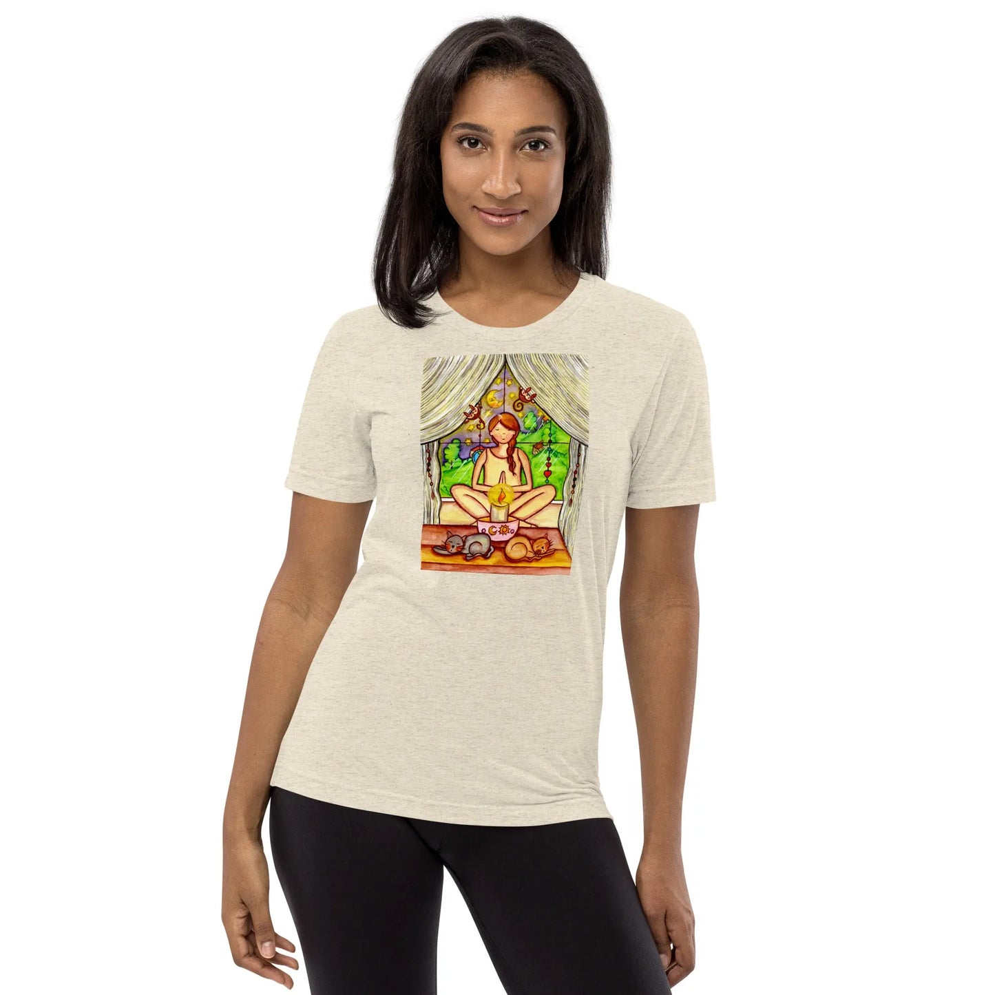 Unisex Tri-Blend T-shirt (meditating on a still flame)