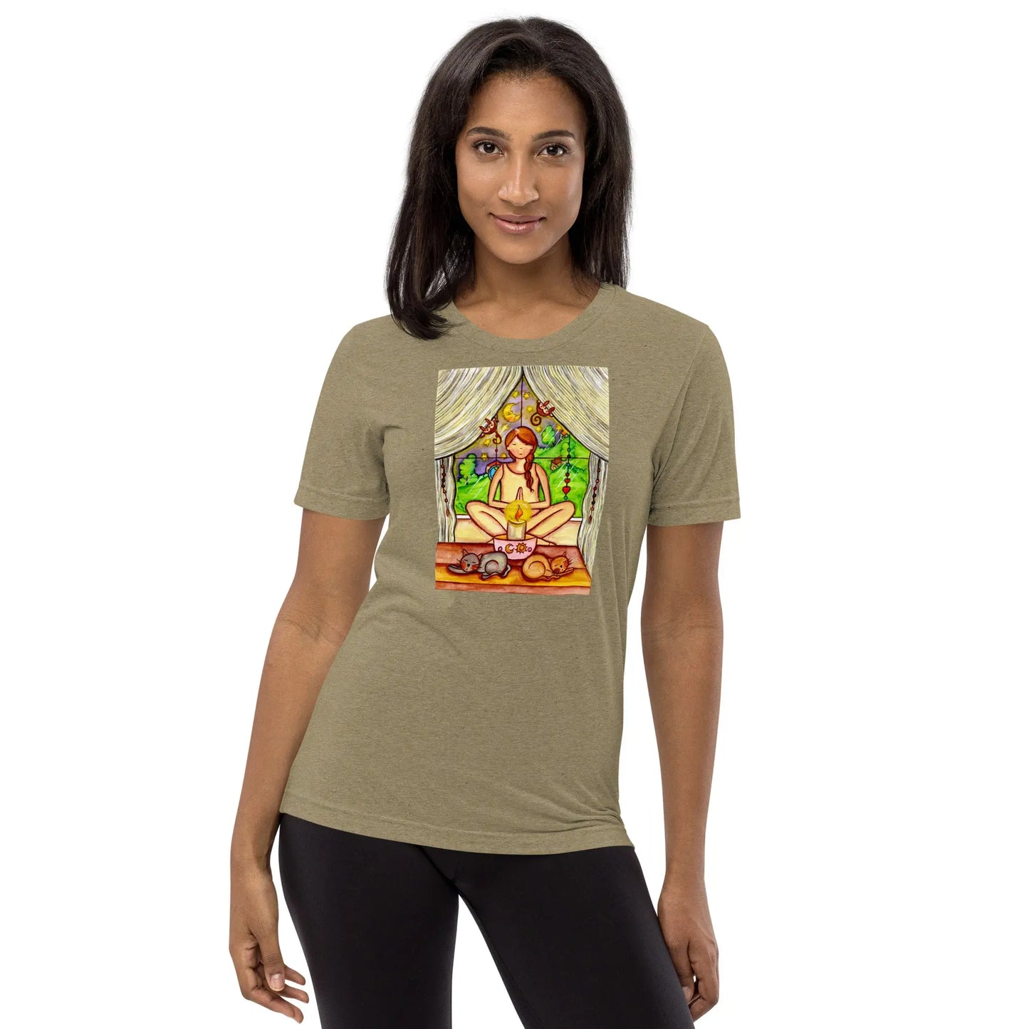 Unisex Tri-Blend T-shirt (meditating on a still flame)