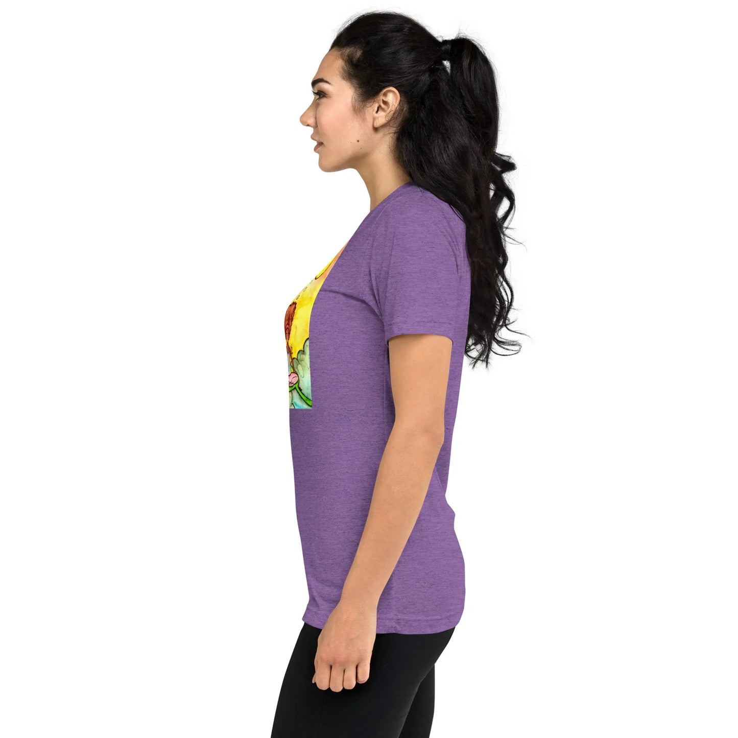 Unisex Tri-Blend T-shirt (cat and woman meditating)
