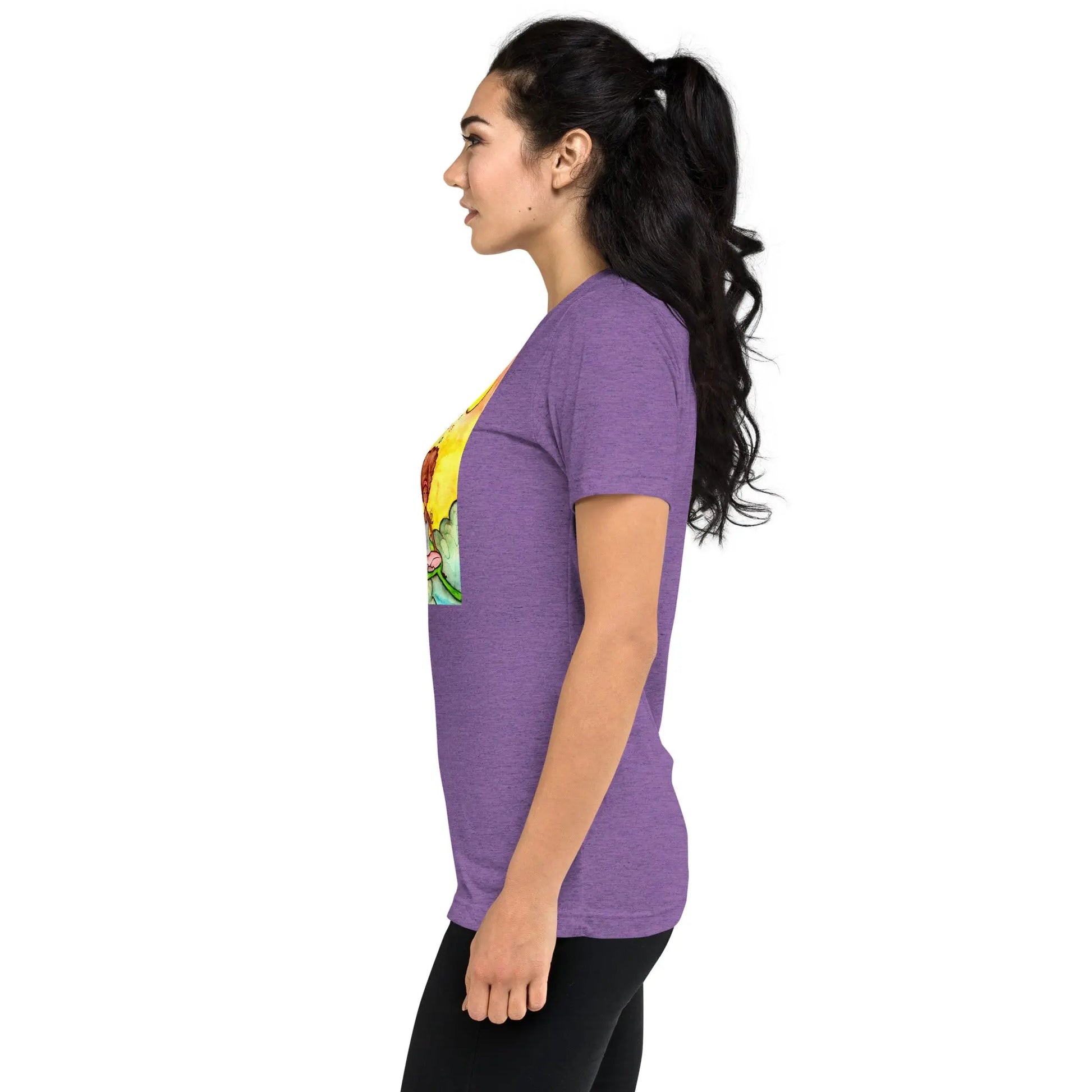 Unisex Tri-Blend T-shirt (cat and woman meditating)
