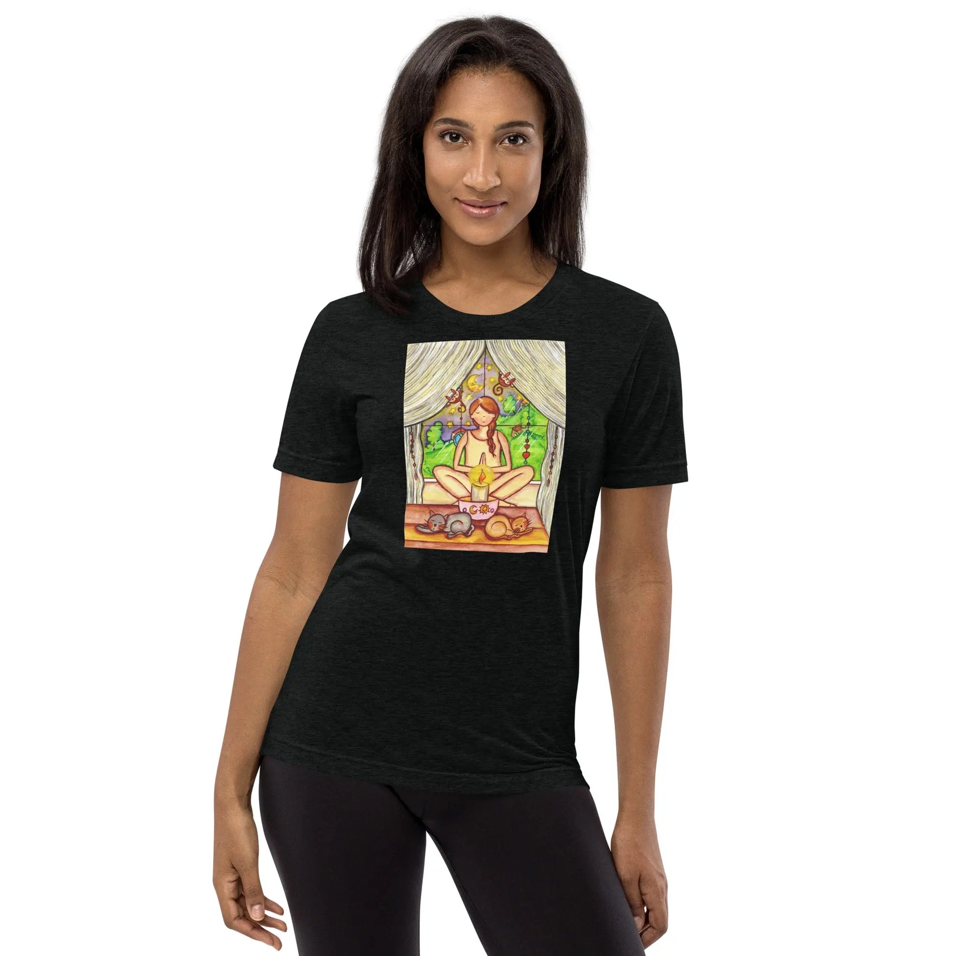 Unisex Tri-Blend T-shirt (meditating on a still flame)