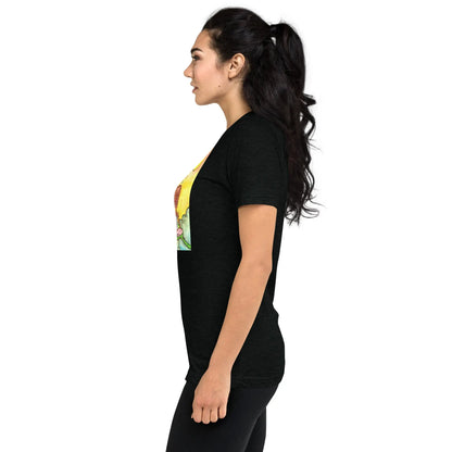 Unisex Tri-Blend T-shirt (cat and woman meditating)