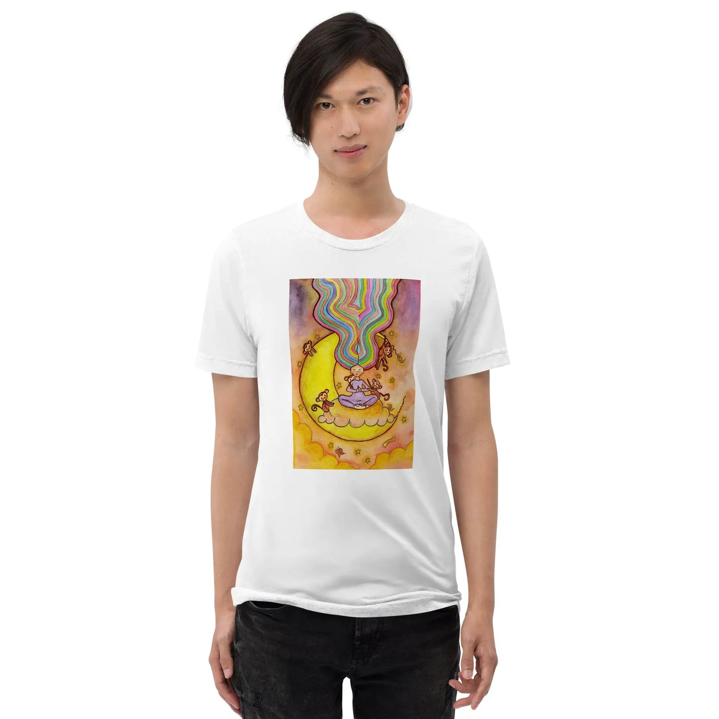 Unisex Tri-Blend T-Shirt (meditating on the moon)