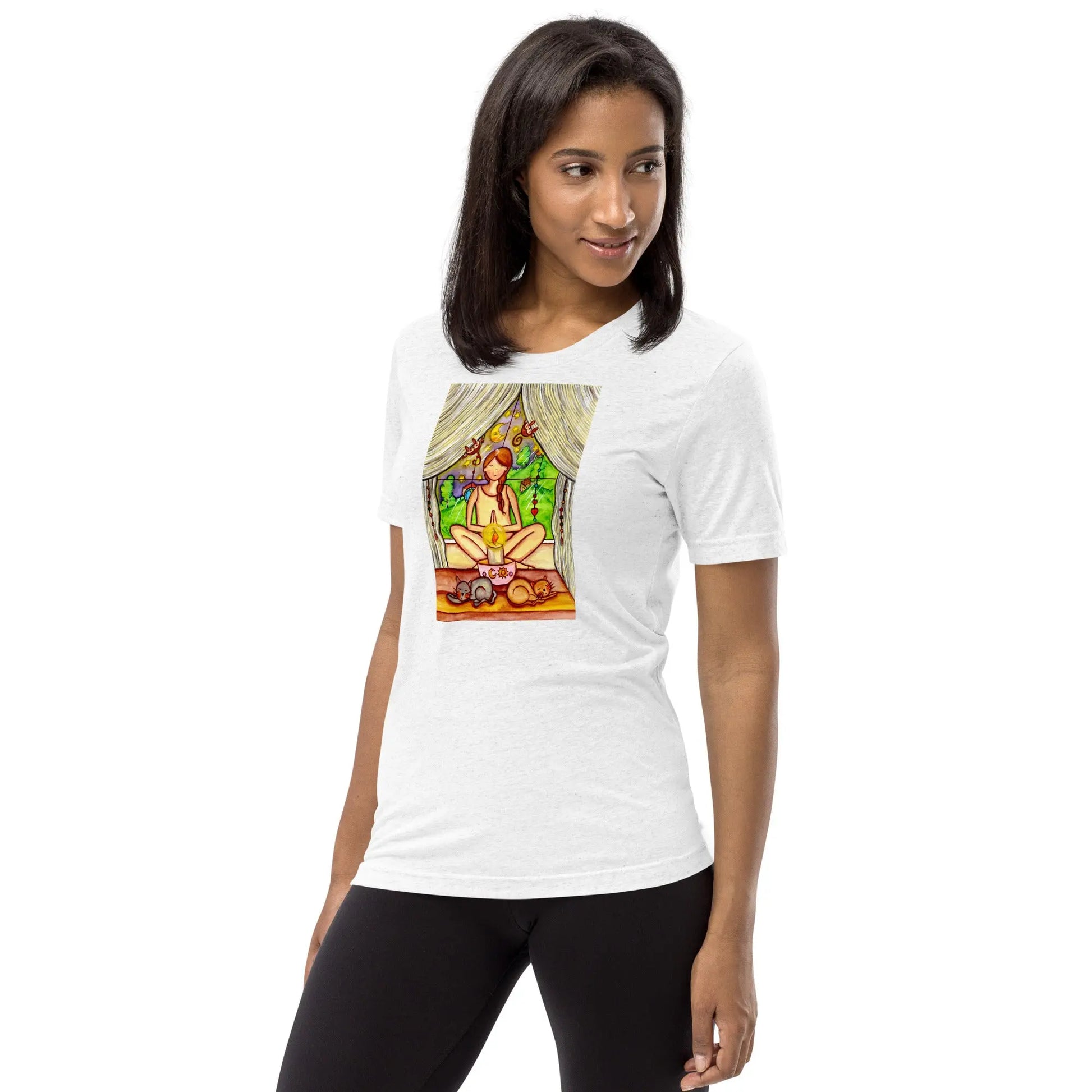 Unisex Tri-Blend T-shirt (meditating on a still flame)
