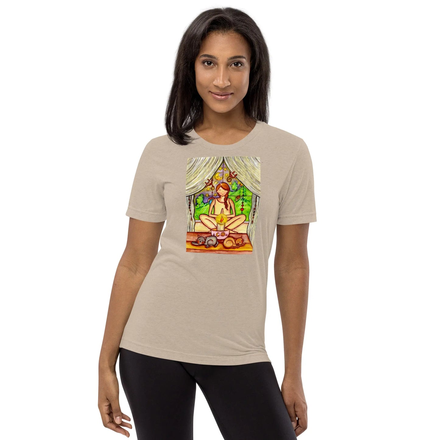 Unisex Tri-Blend T-shirt (meditating on a still flame)