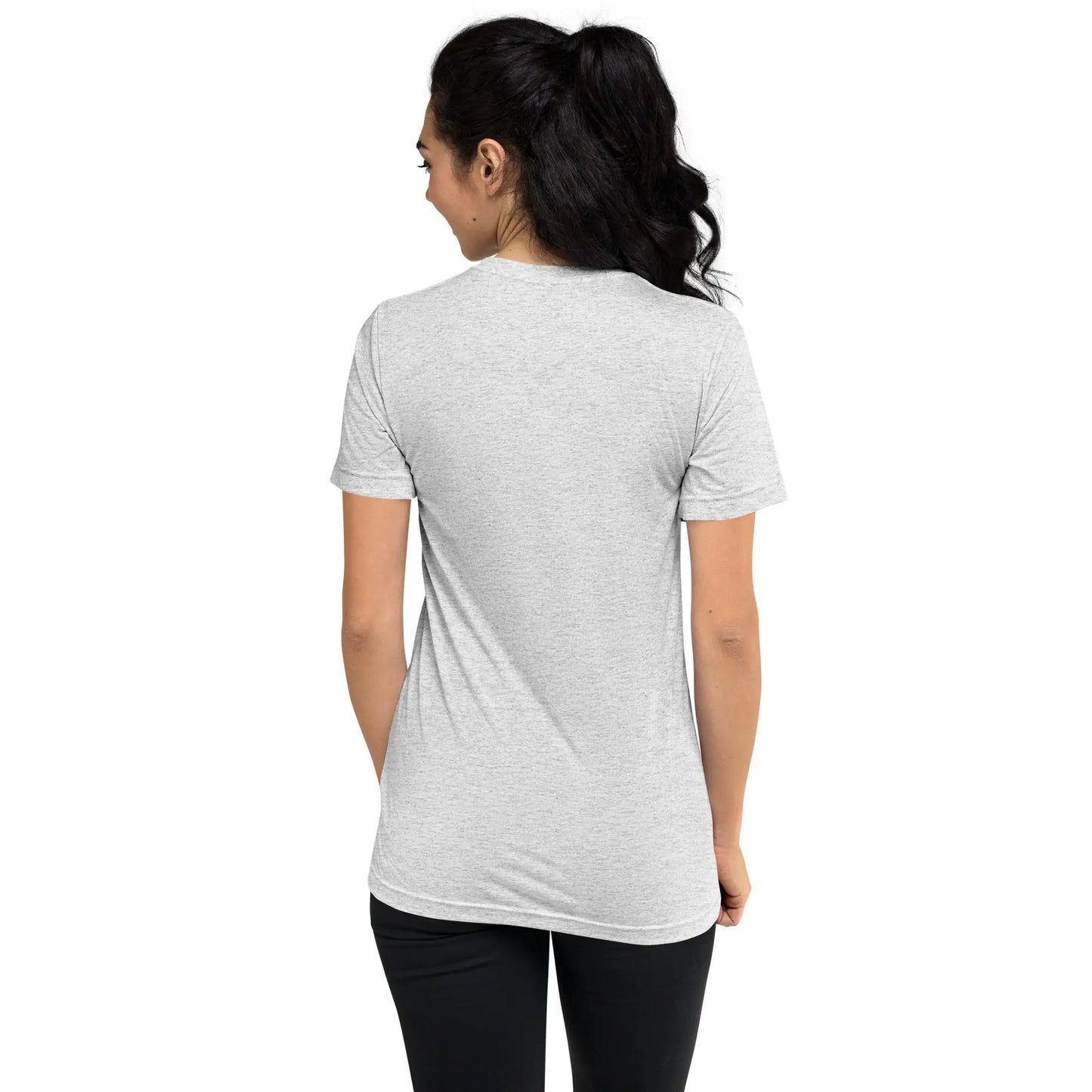 Unisex Tri-Blend T-shirt (cat and woman meditating)