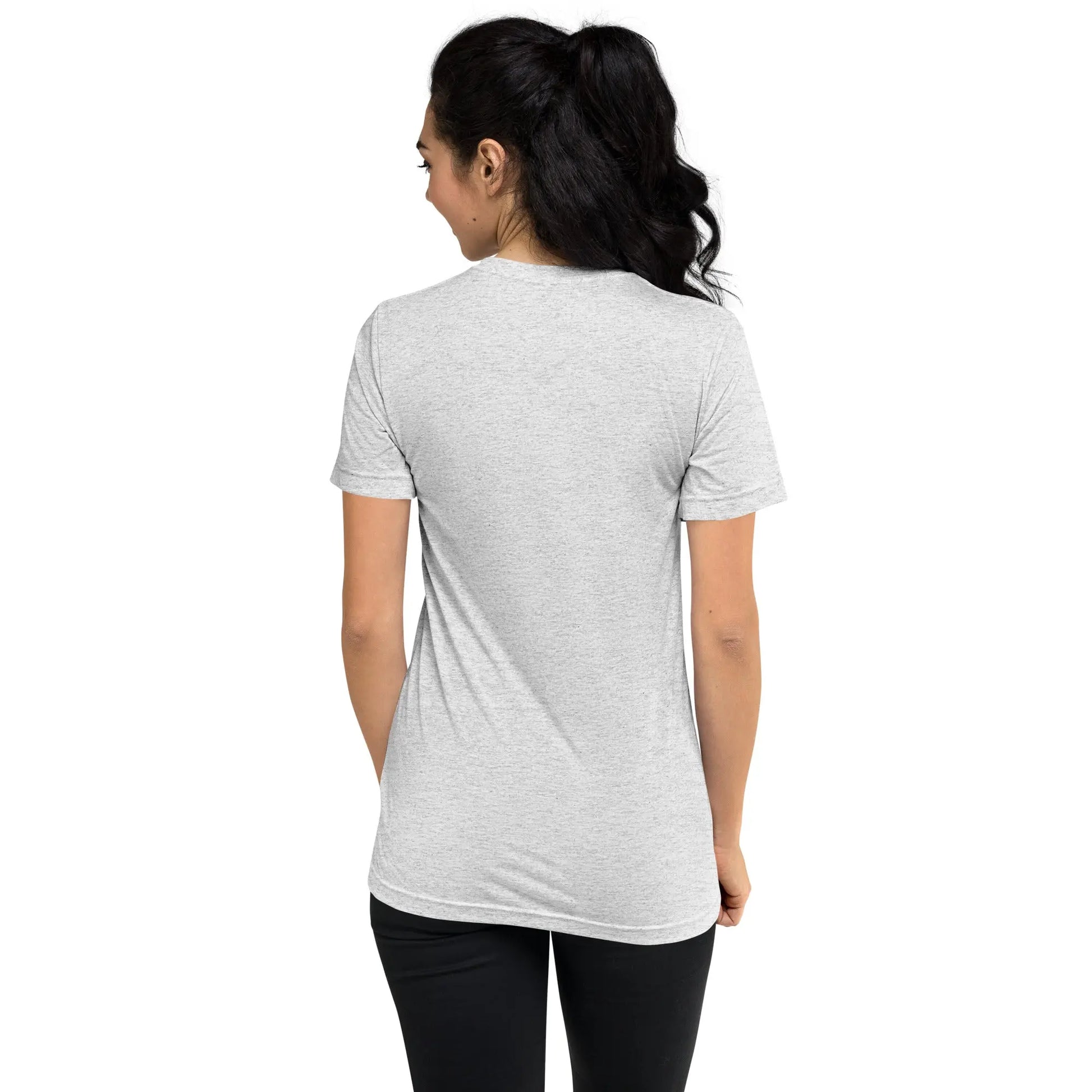 Unisex Tri-Blend T-shirt (cat and woman meditating)