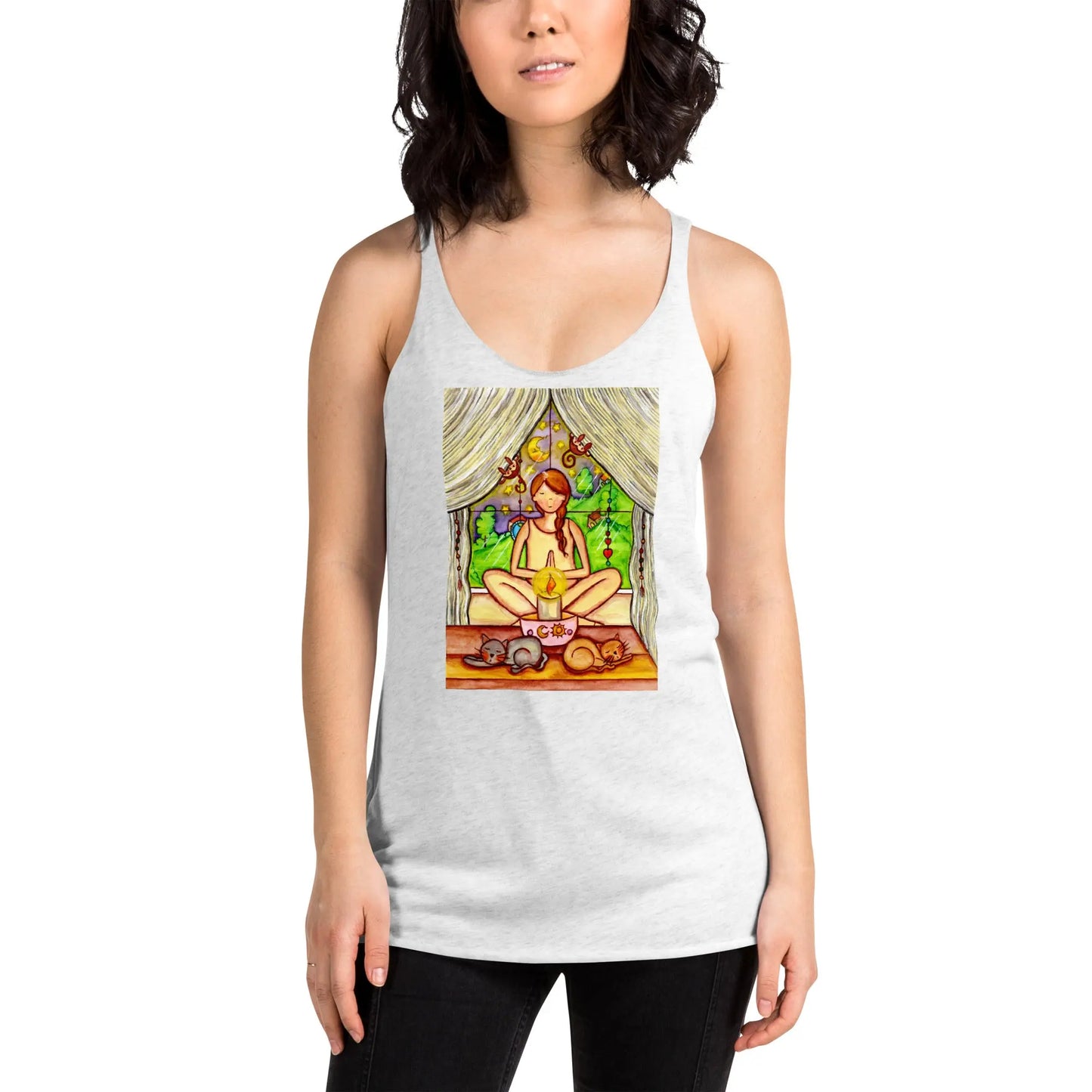 Women's Racerback Tank Top (meditating on a still flame)