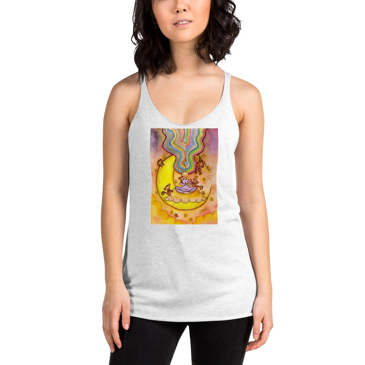 Women's Racerback Tank Top (meditating on the moon)