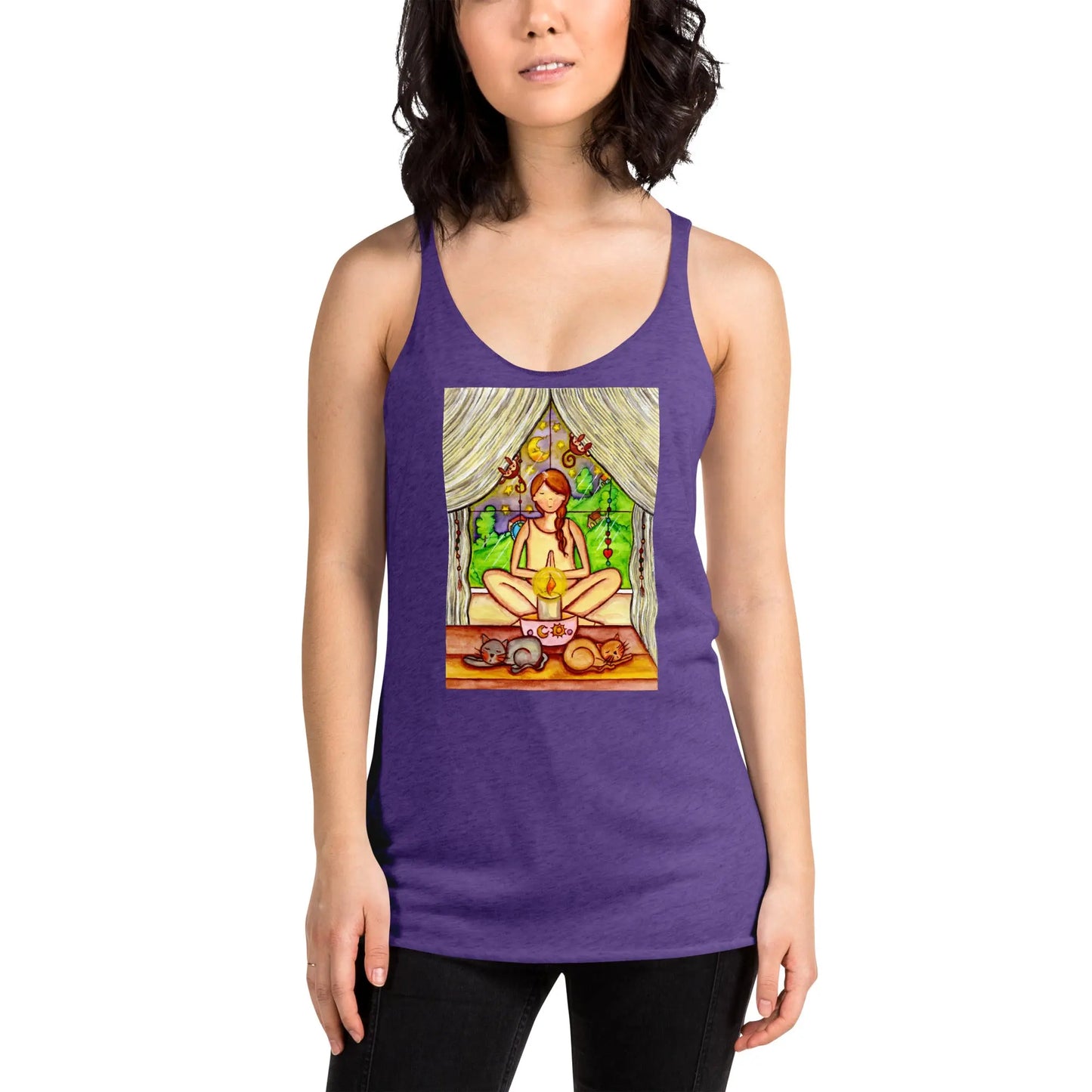 Women's Racerback Tank Top (meditating on a still flame)