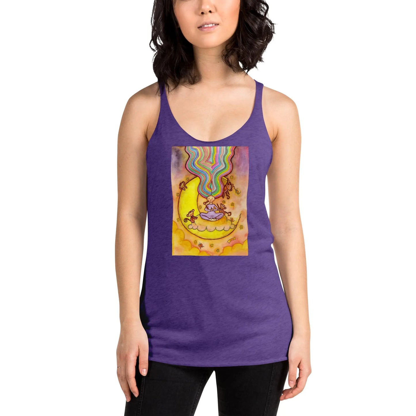 Women's Racerback Tank Top (meditating on the moon)