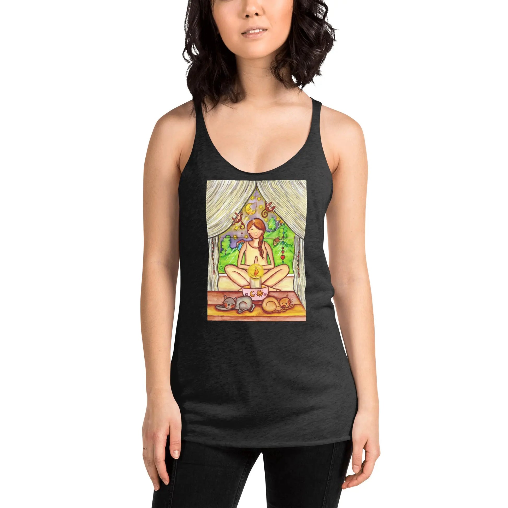 Women's Racerback Tank Top (meditating on a still flame)