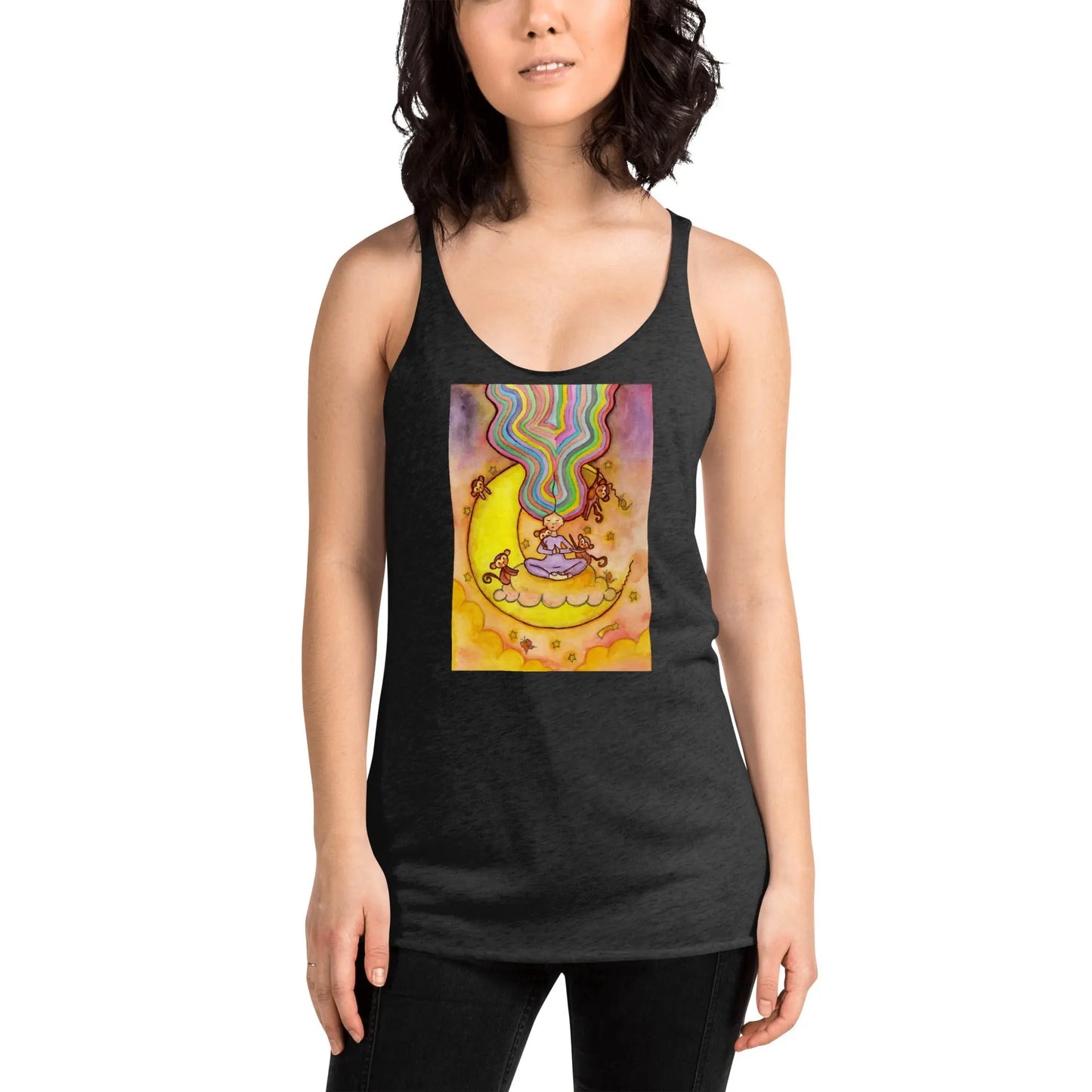 Women's Racerback Tank Top (meditating on the moon)