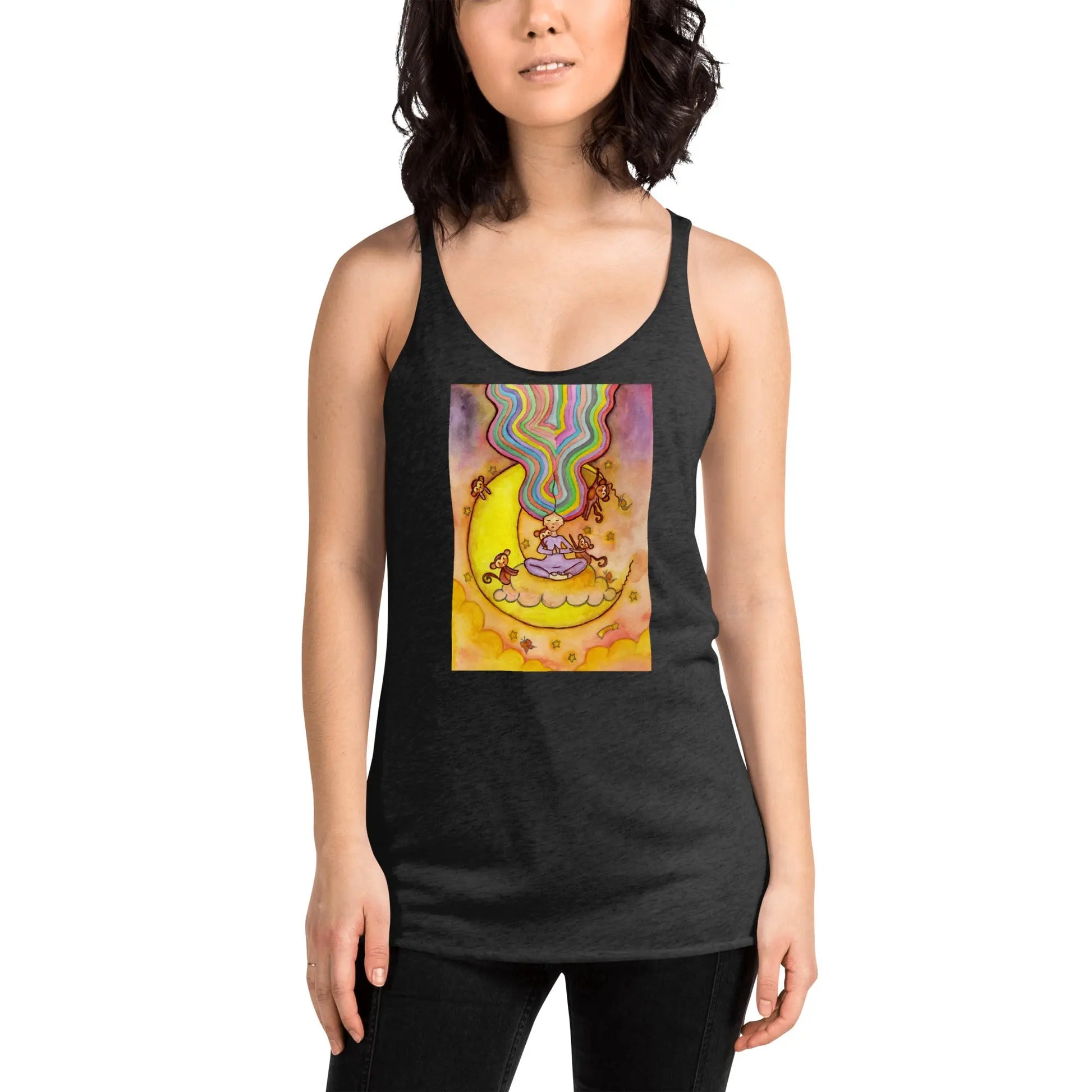 Women's Racerback Tank Top (meditating on the moon)