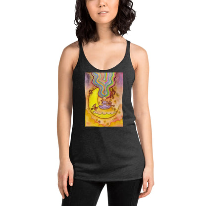 Women's Racerback Tank Top (meditating on the moon)