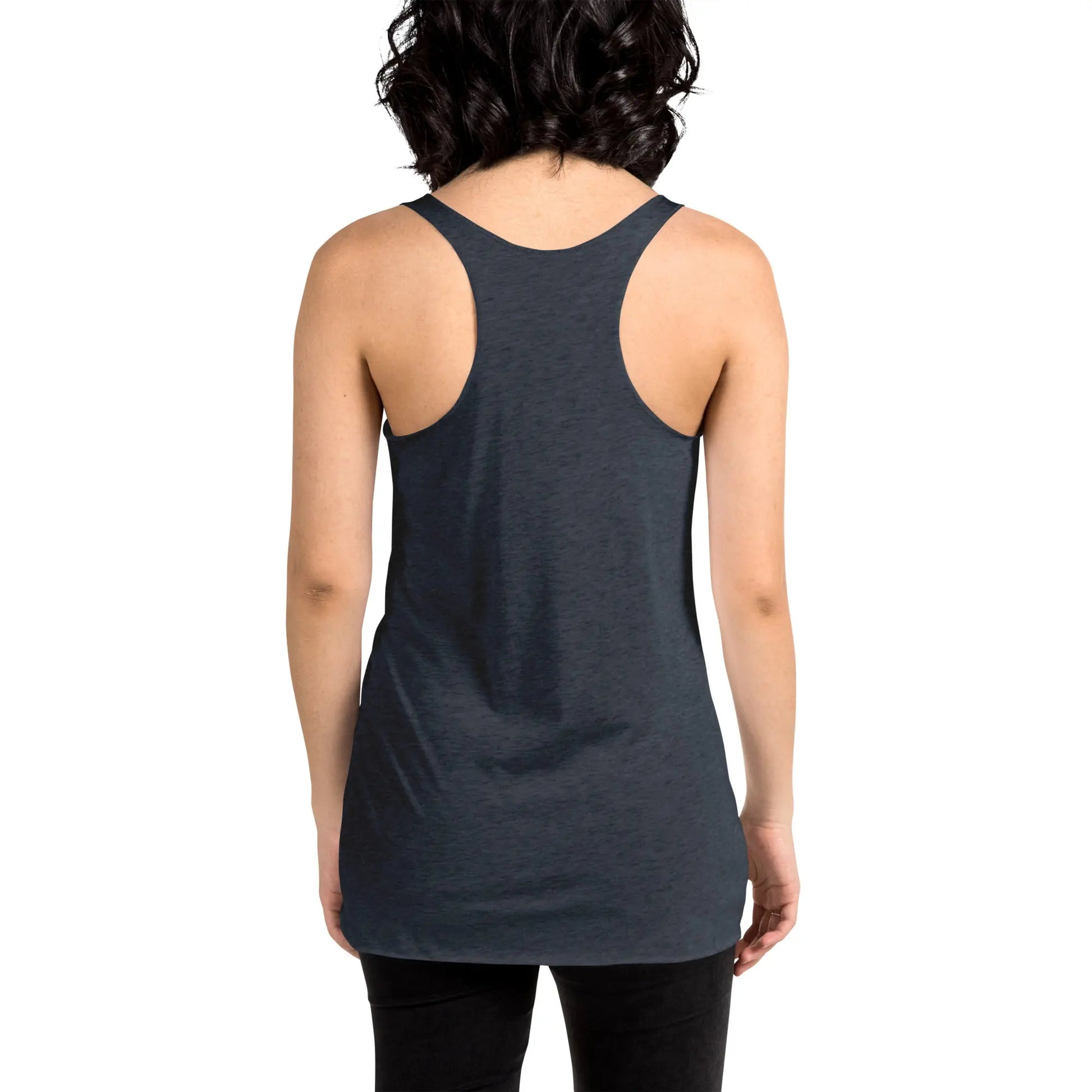 Women's Racerback Tank Top (cat and woman meditating)