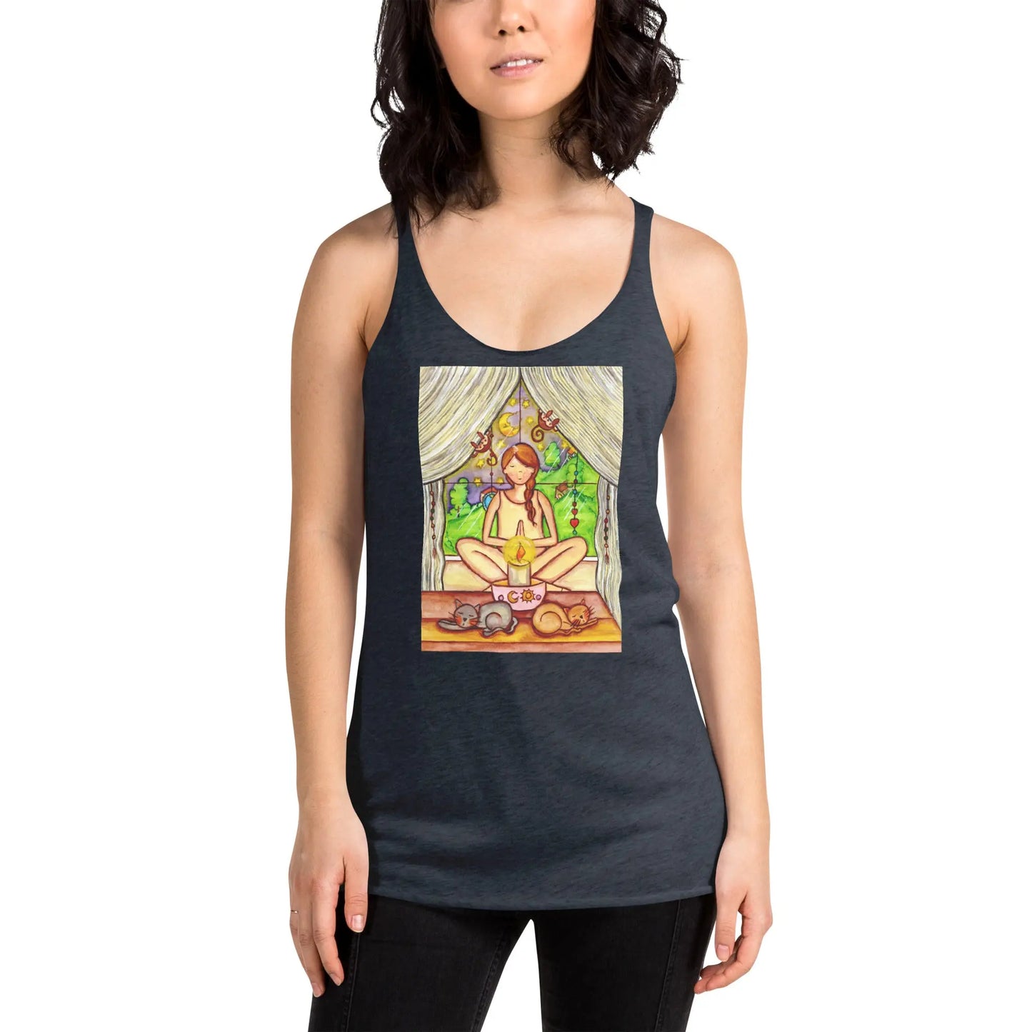 Women's Racerback Tank Top (meditating on a still flame)