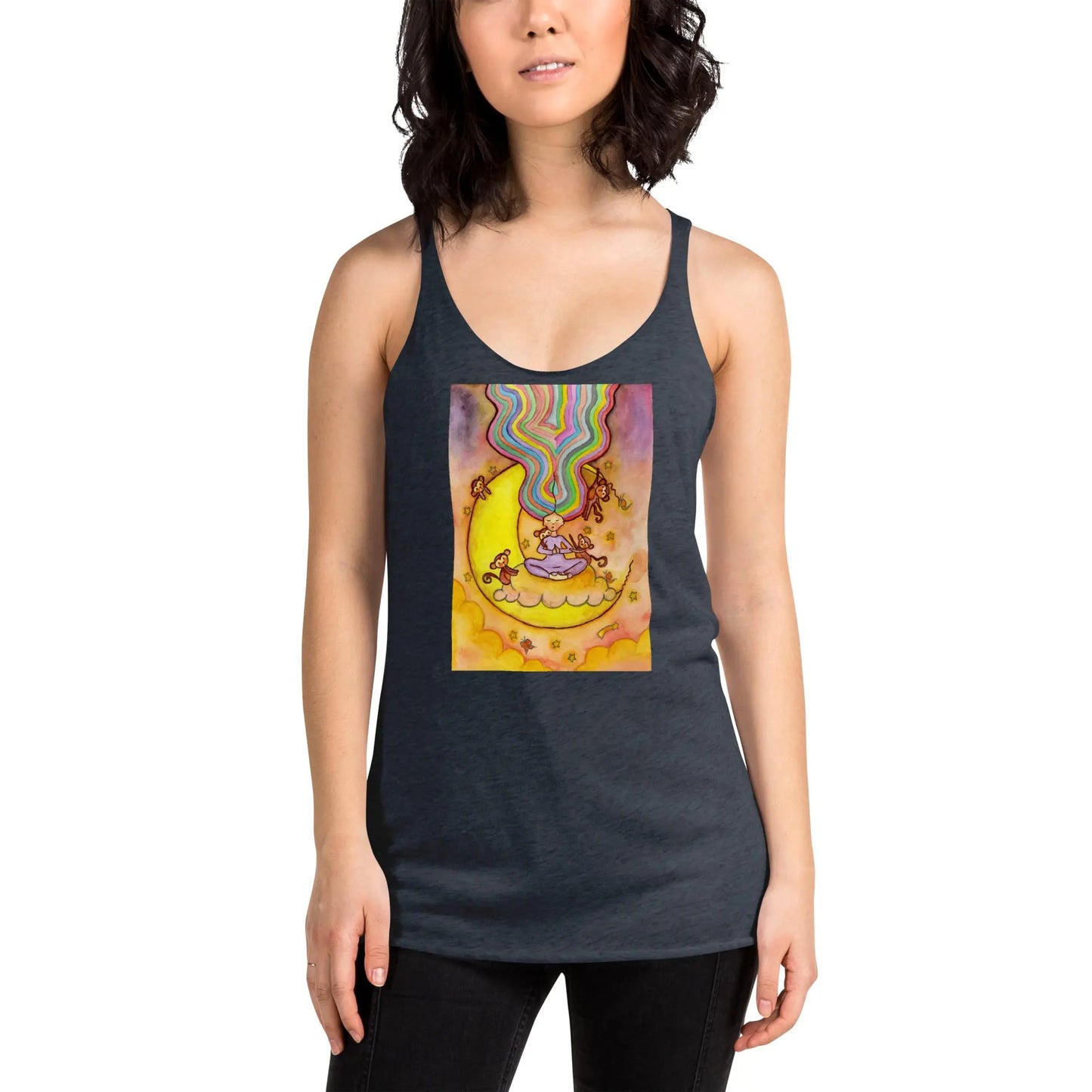 Women's Racerback Tank Top (meditating on the moon)