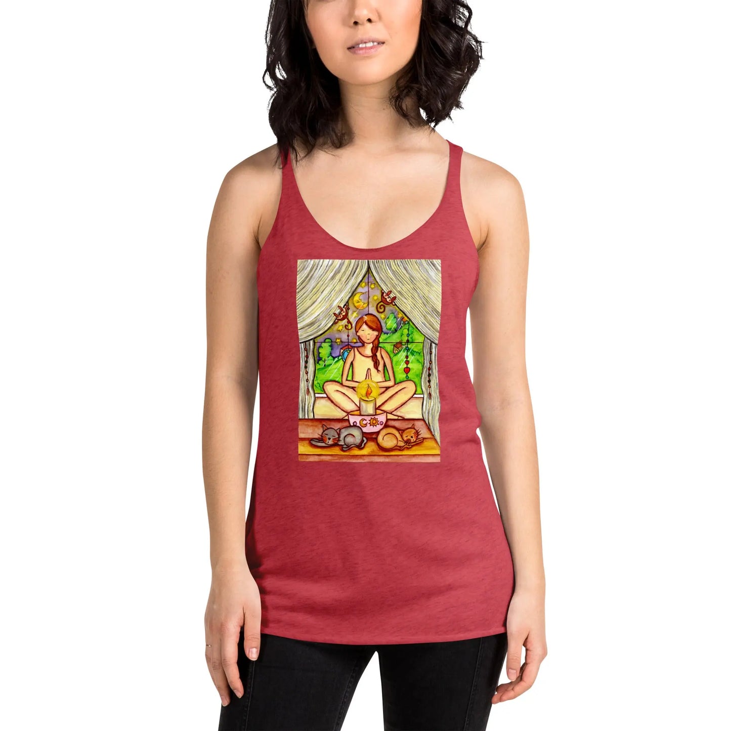 Women's Racerback Tank Top (meditating on a still flame)