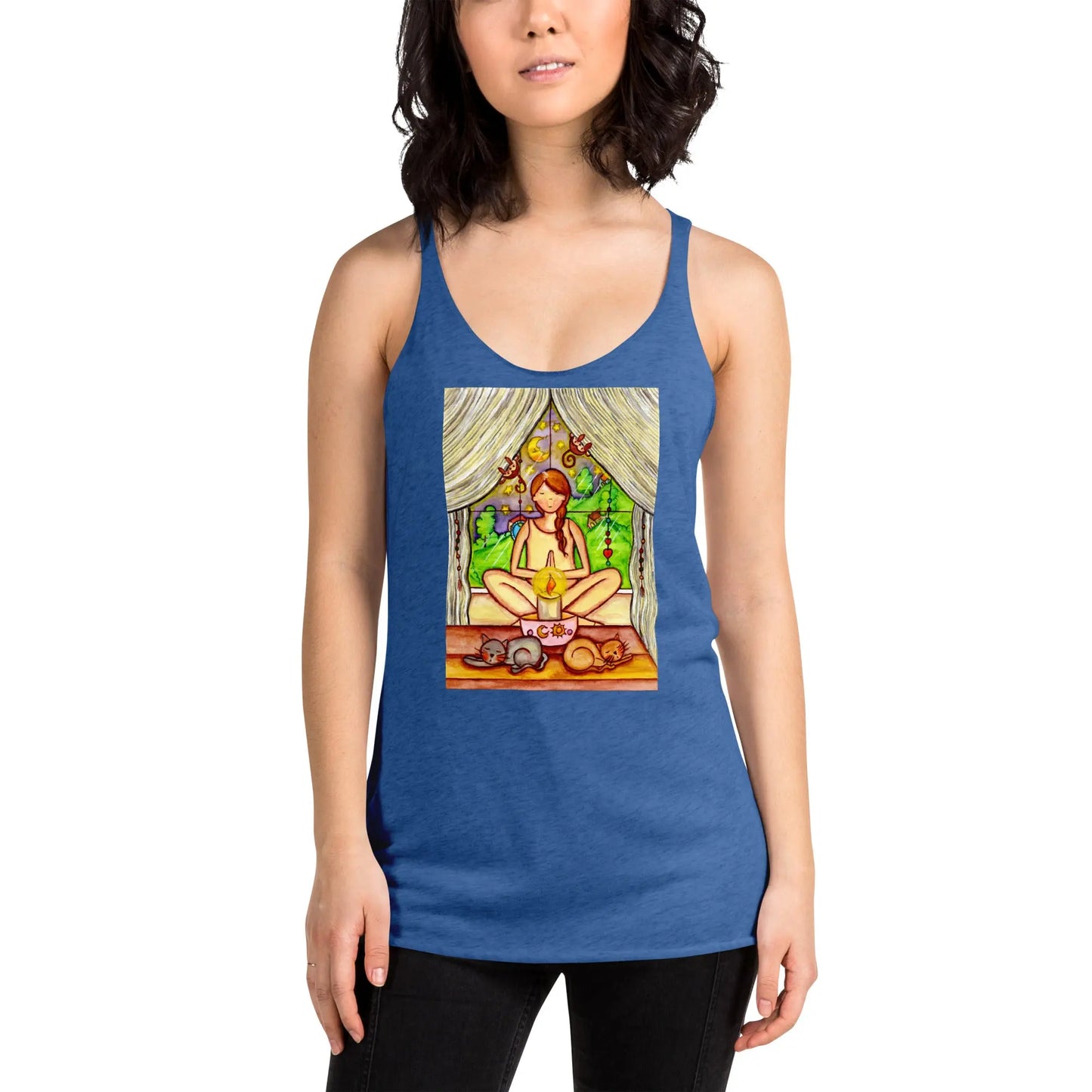 Women's Racerback Tank Top (meditating on a still flame)