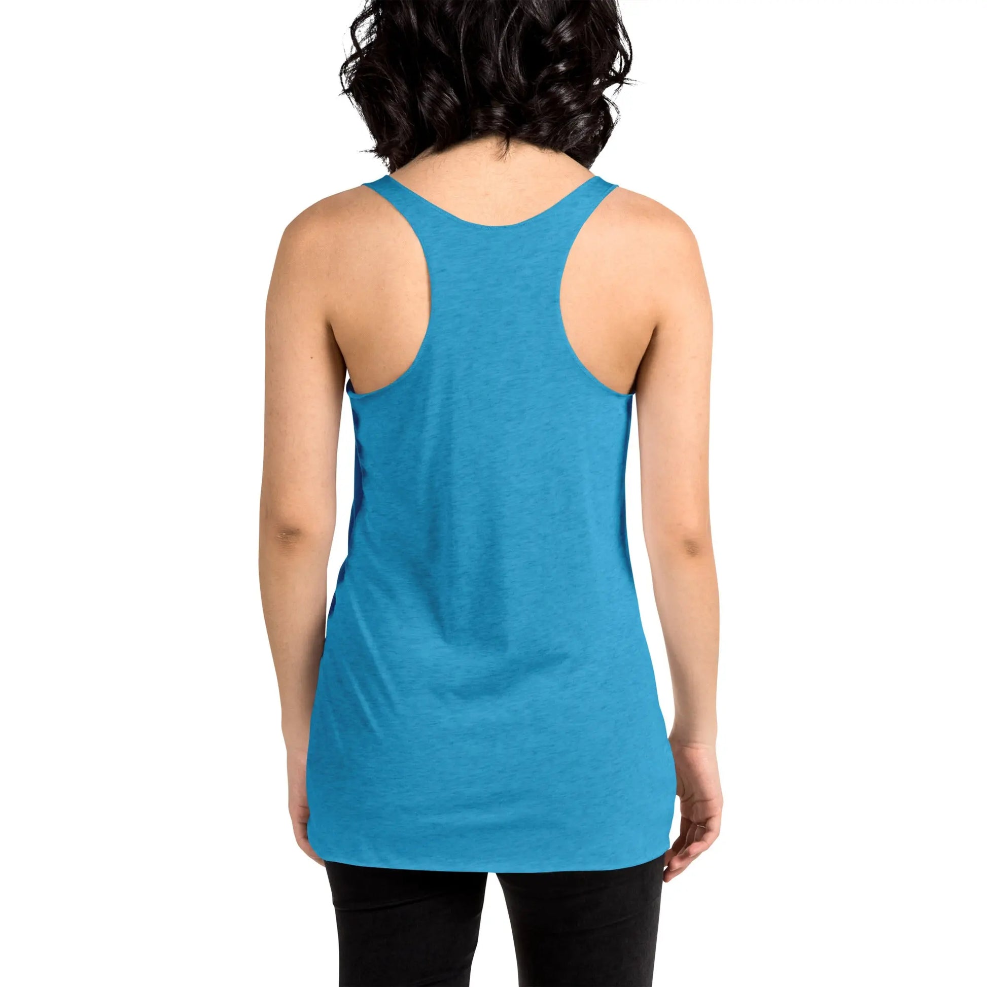 Women's Racerback Tank Top (cat and woman meditating)