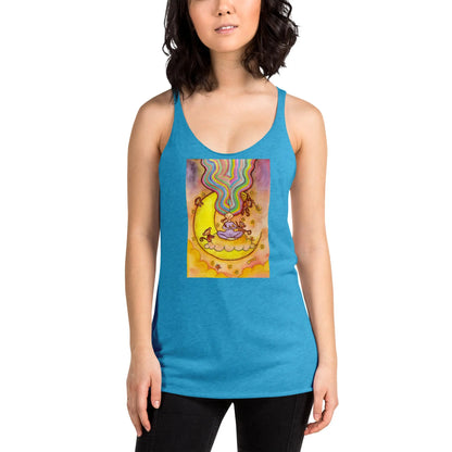Women's Racerback Tank Top (meditating on the moon)